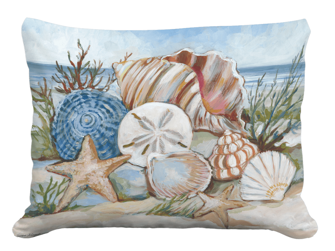Coastal Shells Decorative Pillow - Indoor & Outdoor Accent - Good Directions