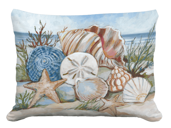 Coastal Shells Decorative Pillow - Indoor & Outdoor Accent - Good Directions
