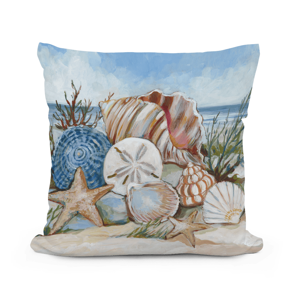 Coastal Shells Decorative Pillow - Indoor & Outdoor Accent - Good Directions
