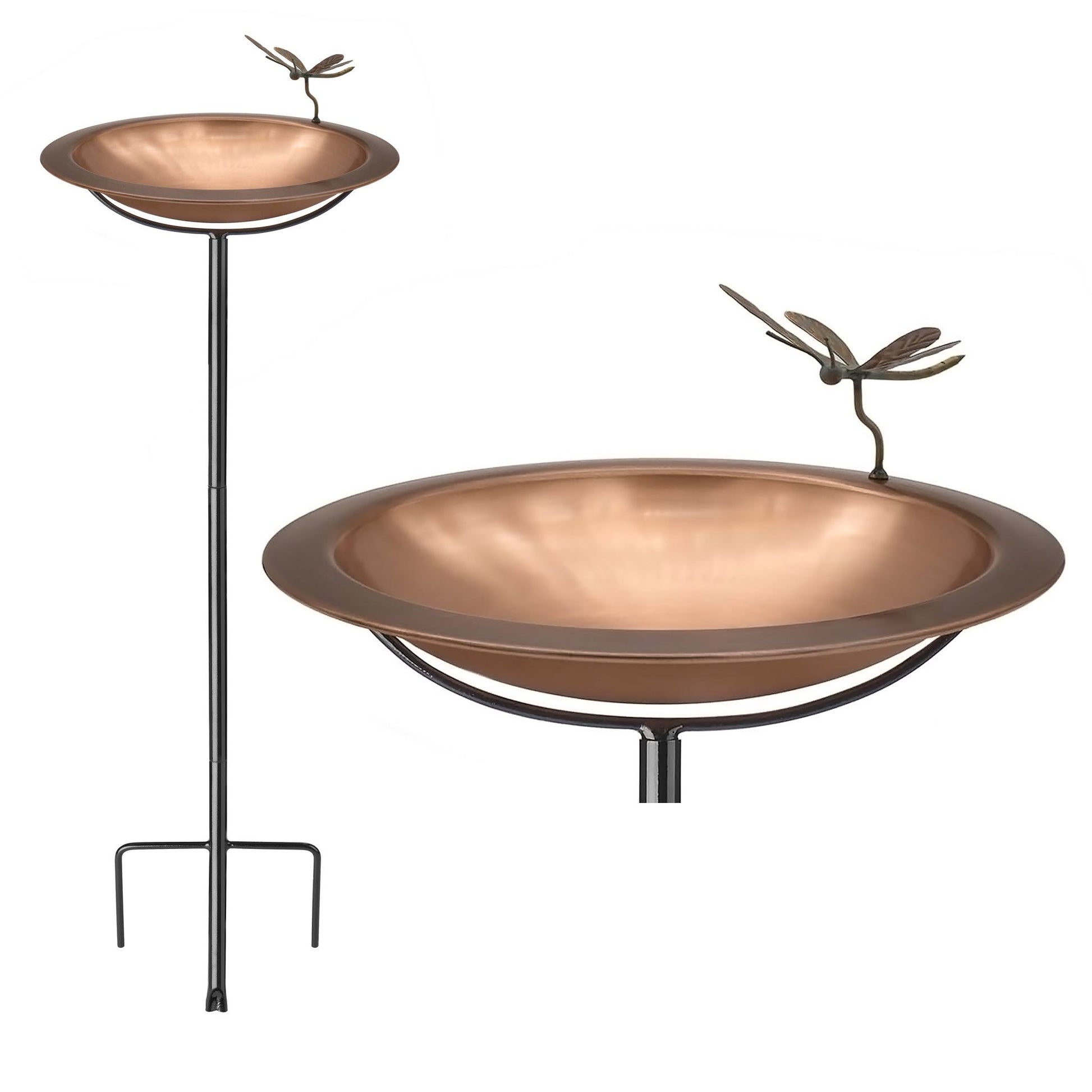 Copper Bird Bath with Patina Dragonfly - Good Directions