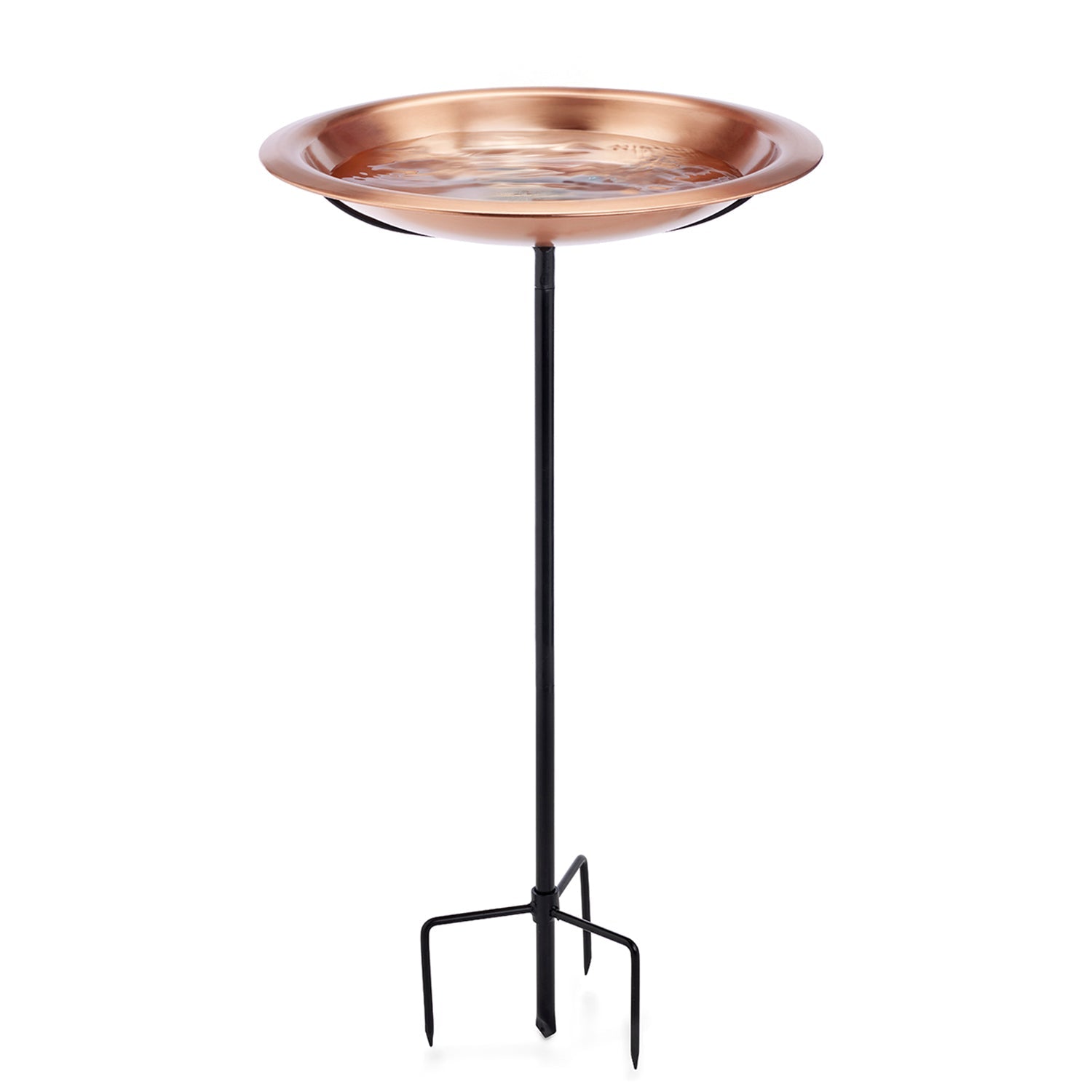 Copper Birdbath with Garden Pole, 18”D – Matte Finish - Good Directions