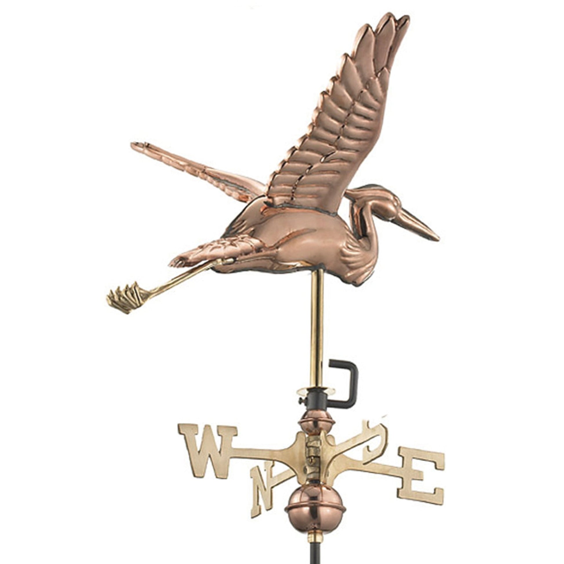 Copper Blue Heron Cottage Weathervane - Good Directions