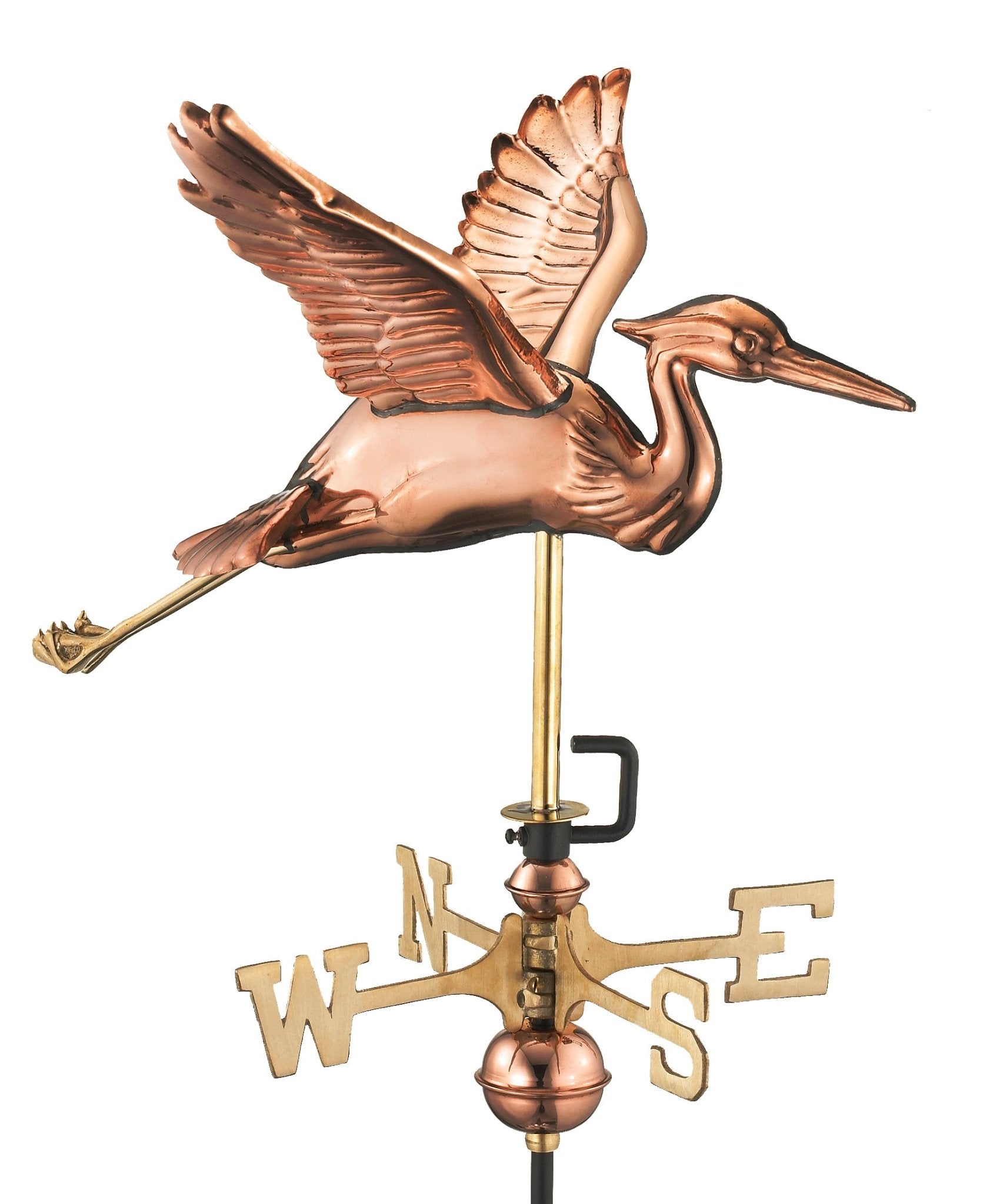 Copper Blue Heron Cottage Weathervane - Good Directions