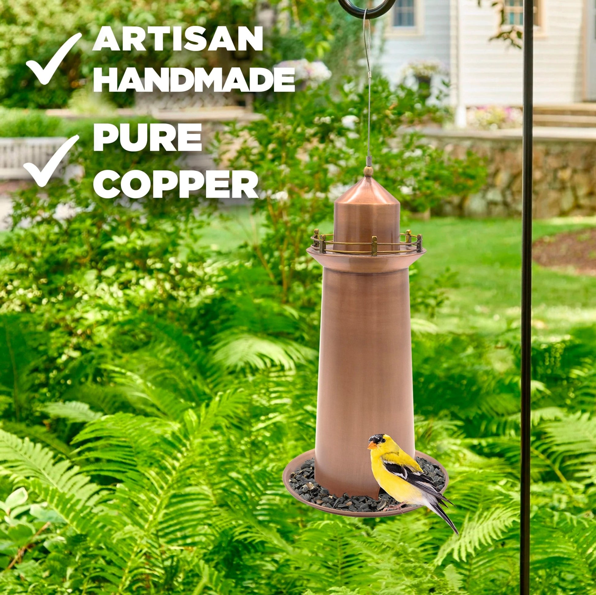 Copper Lighthouse Bird Feeder - Good Directions