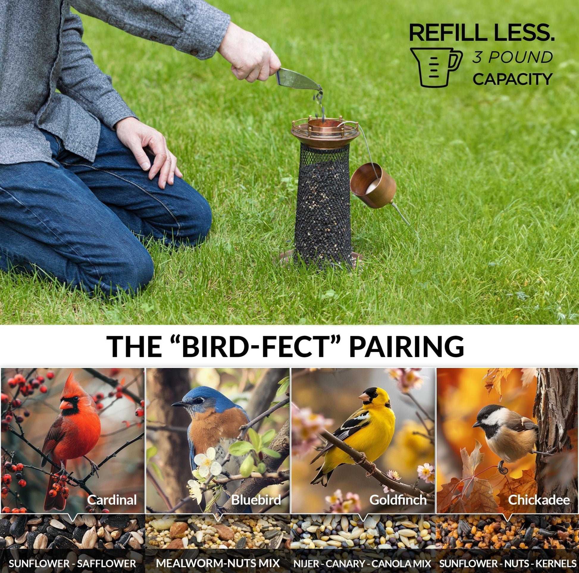 Copper Lighthouse Bird Feeder with Mesh Panels - Good Directions