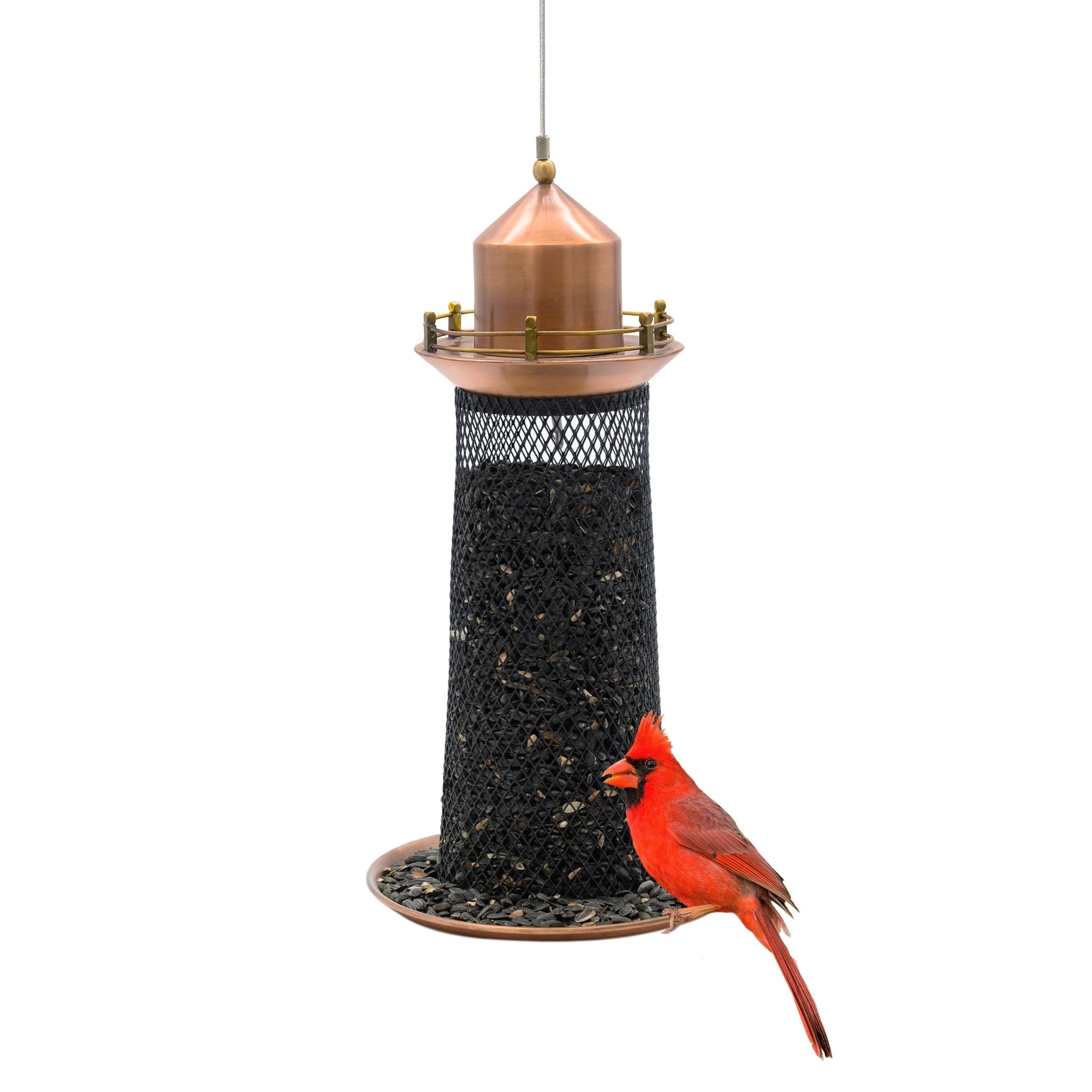 Copper Lighthouse Bird Feeder with Mesh Panels - Good Directions