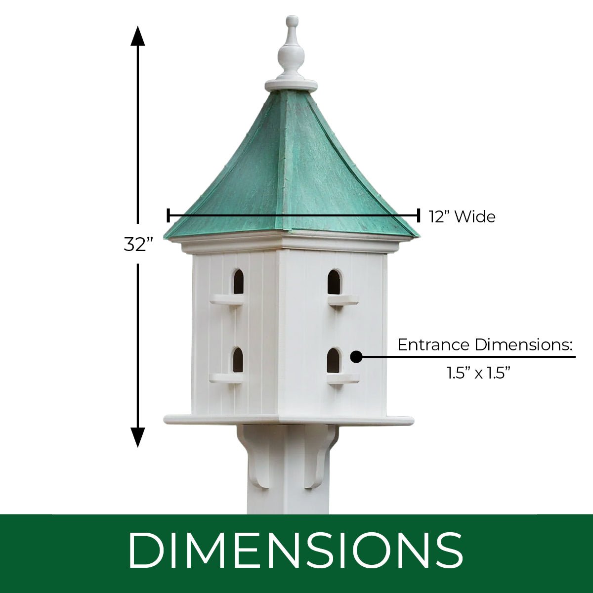Courtyard Bird House — Aged Copper Roof - Good Directions