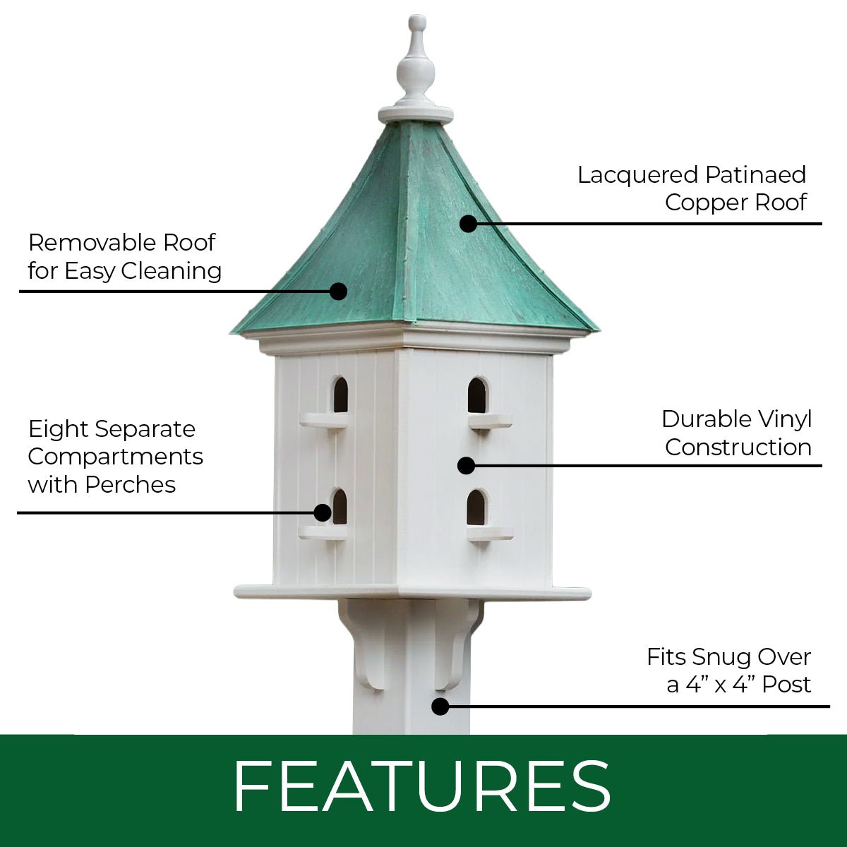 Courtyard Bird House — Aged Copper Roof - Good Directions