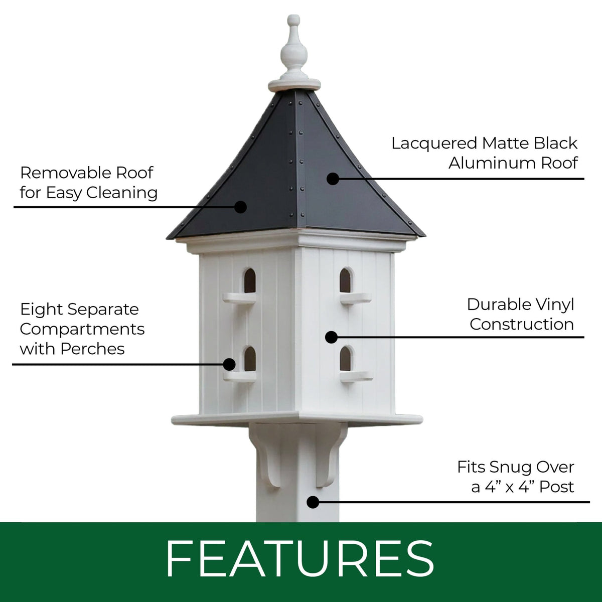 Courtyard Bird House — Black Aluminum Roof - Good Directions