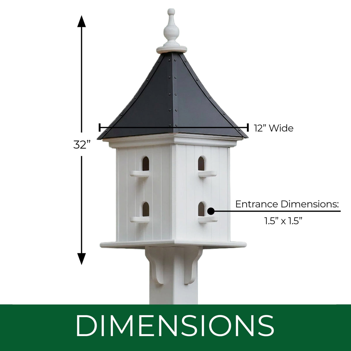 Courtyard Bird House — Black Aluminum Roof - Good Directions