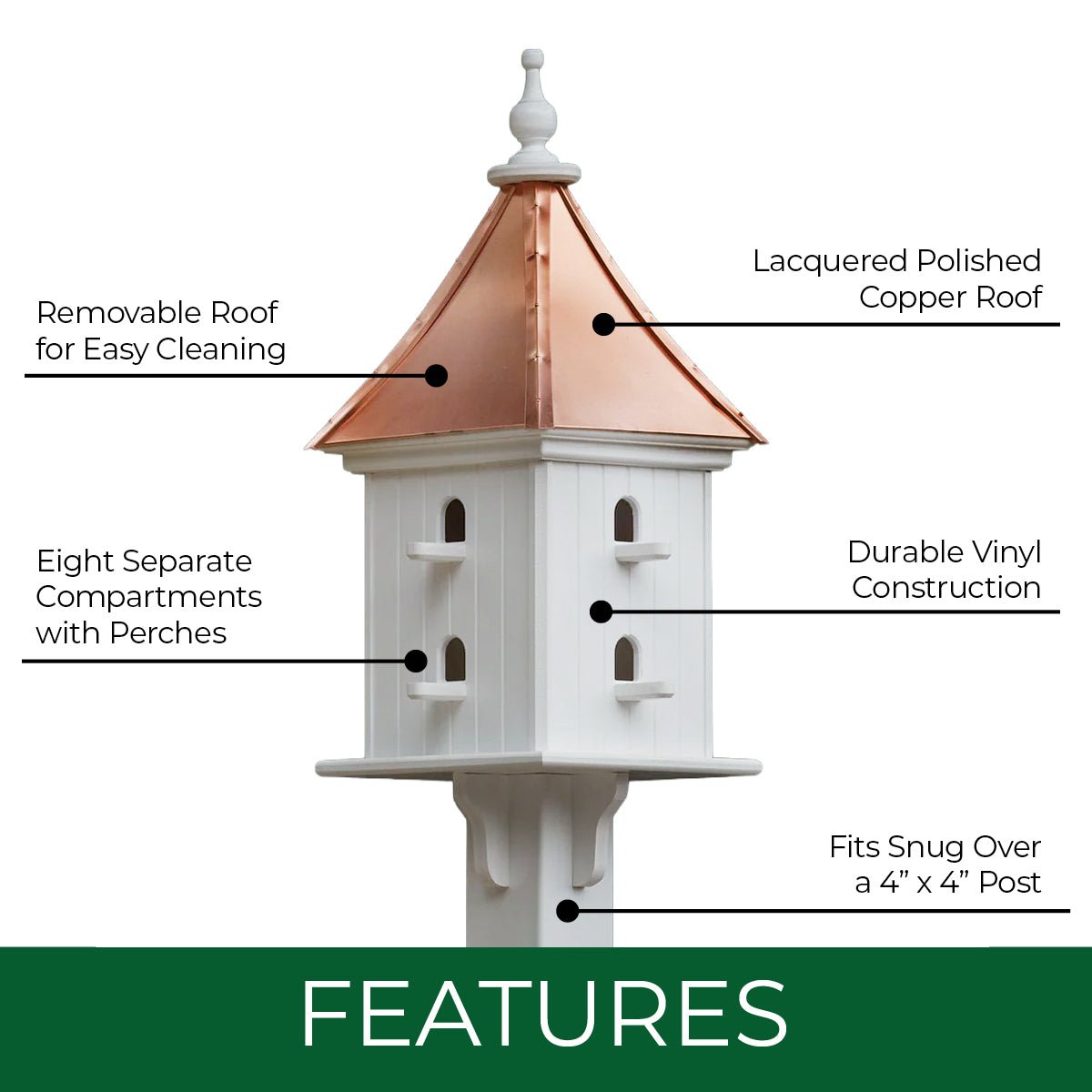 Courtyard Bird House — Polished Copper Roof - Good Directions