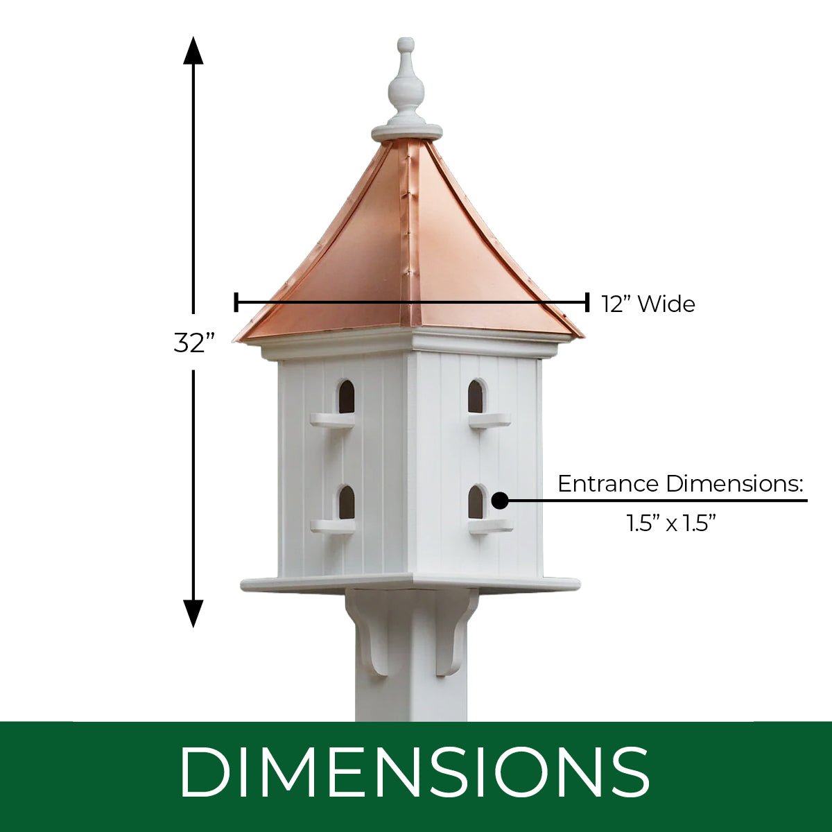 Courtyard Bird House — Polished Copper Roof - Good Directions
