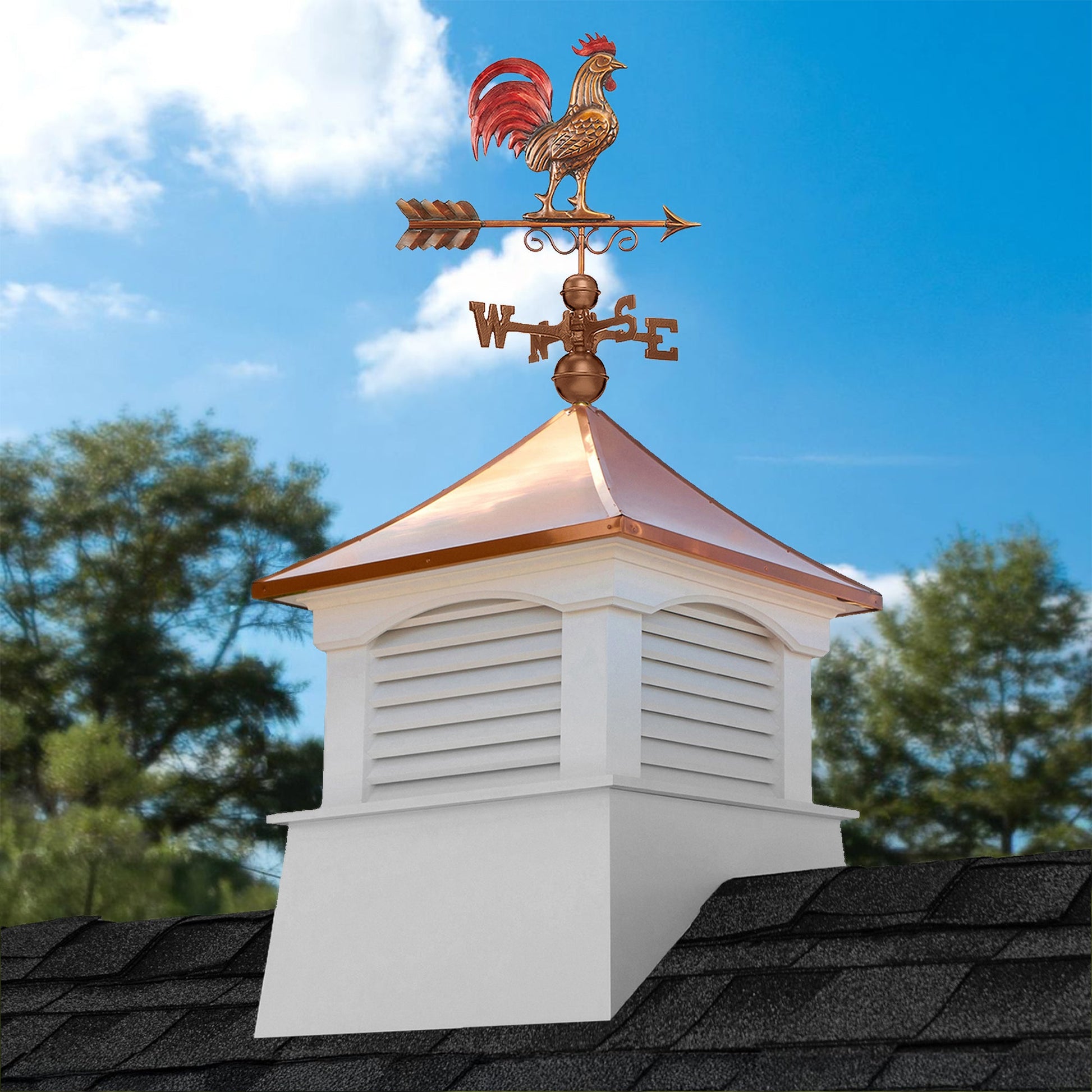 Coventry Vinyl Cupola Set – Copper Roof & Red Rooster - Good Directions