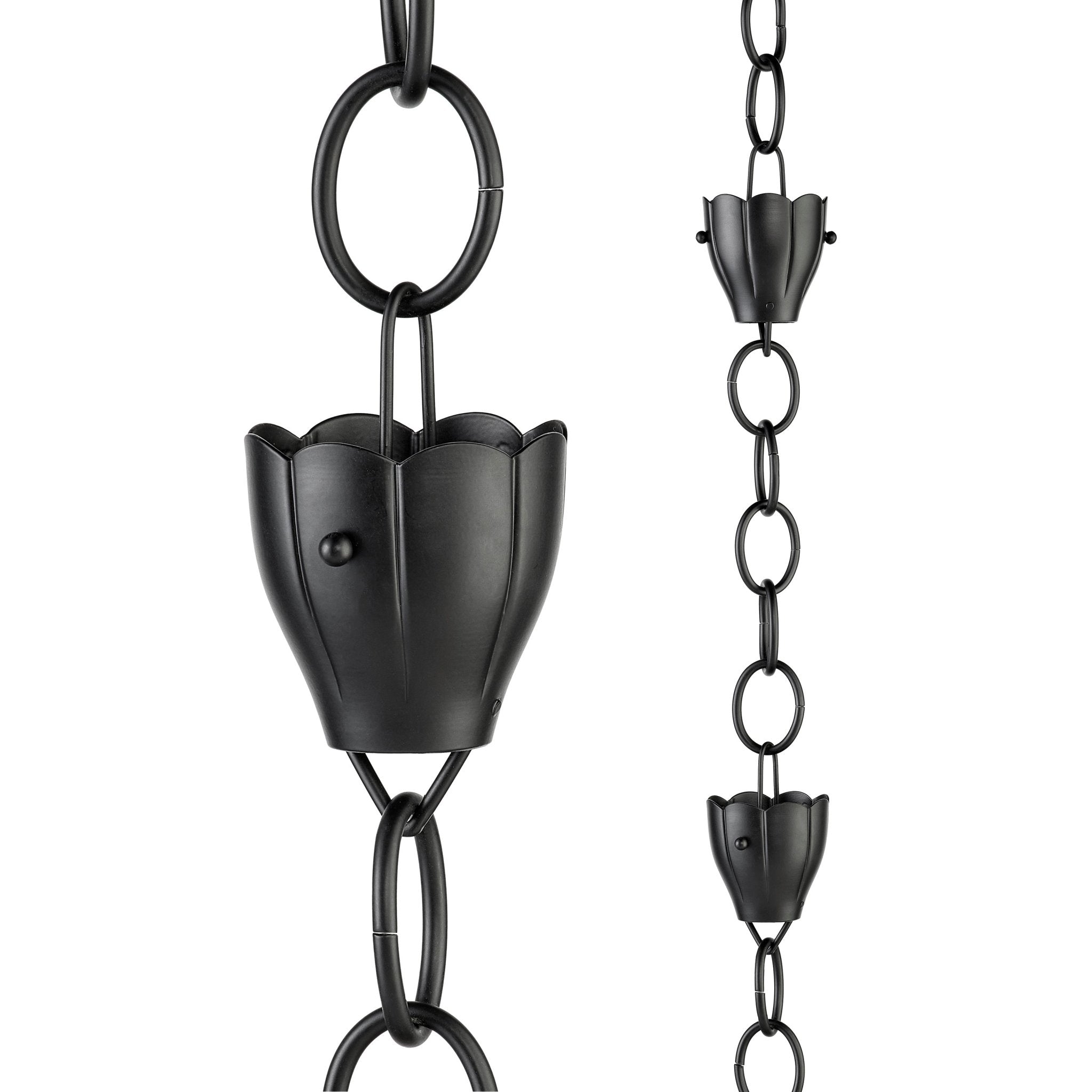 Crocus Rain Chain Black - 8.5 ft., with 6 Large Cups - Good Directions