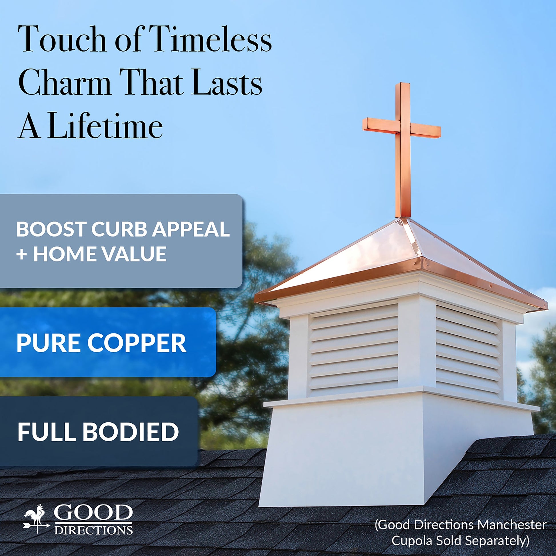 Cross Finial - Pure Copper by Good Directions - Good Directions