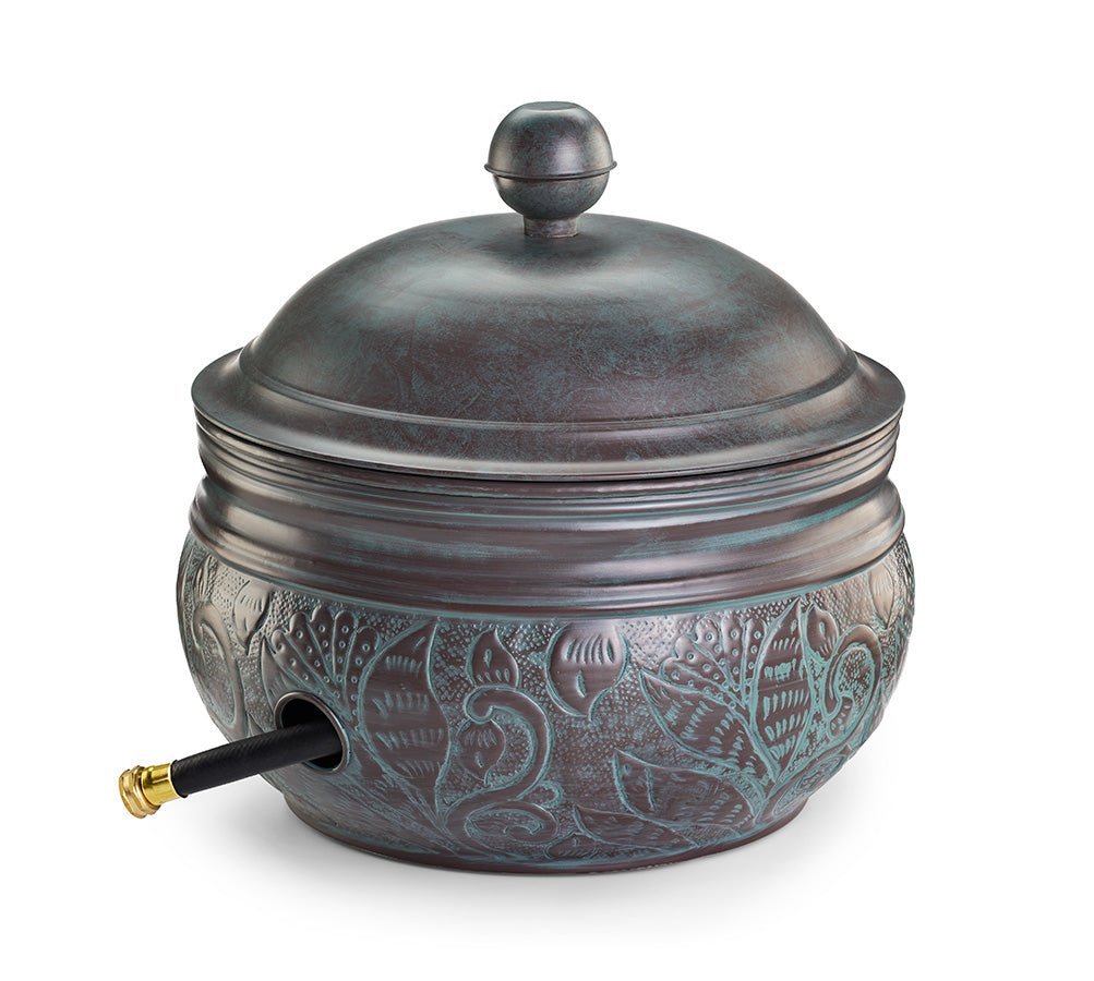 Cypress Hose Pot with Lid - Blue Verde Finish - Good Directions