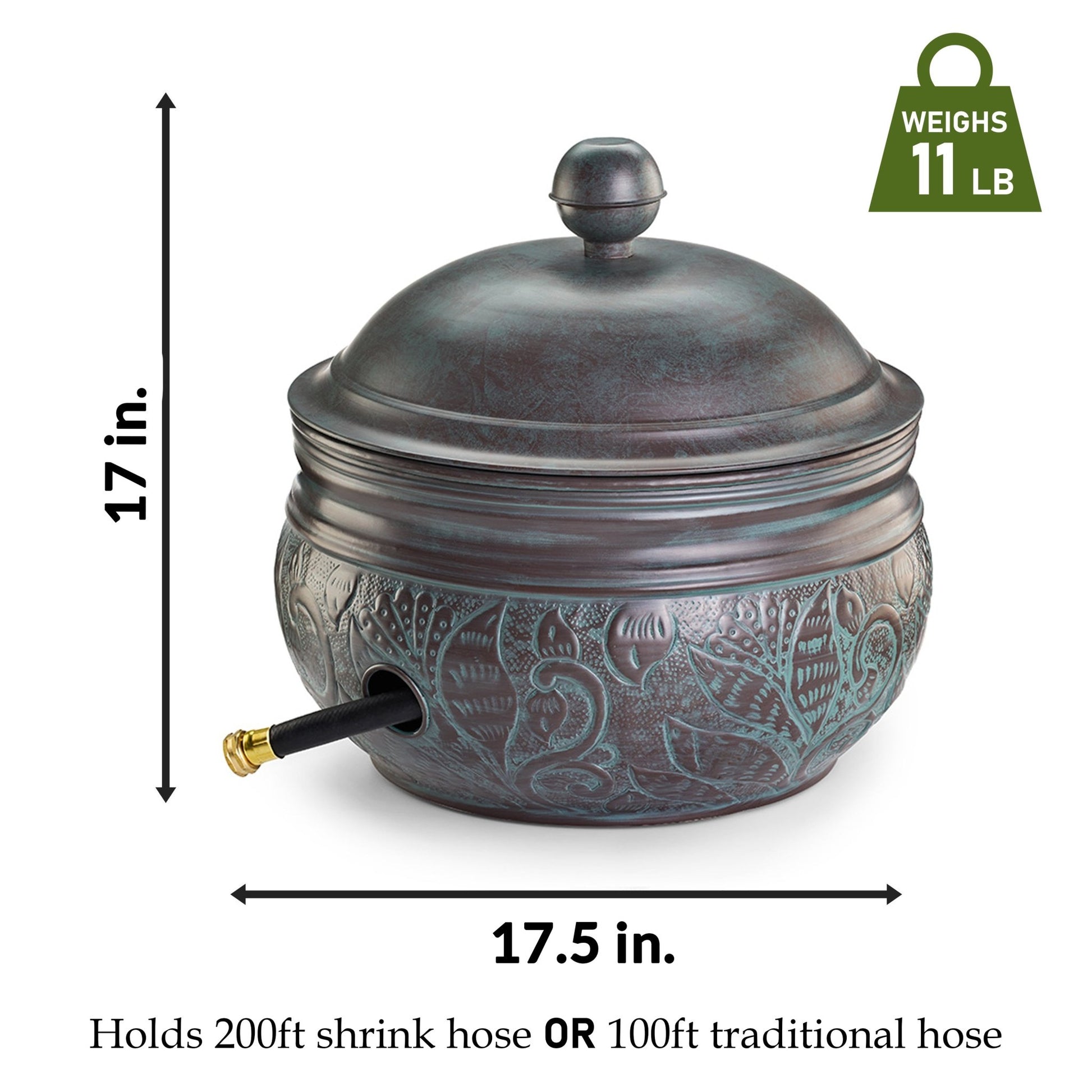 Cypress Hose Pot with Lid - Blue Verde Finish - Good Directions