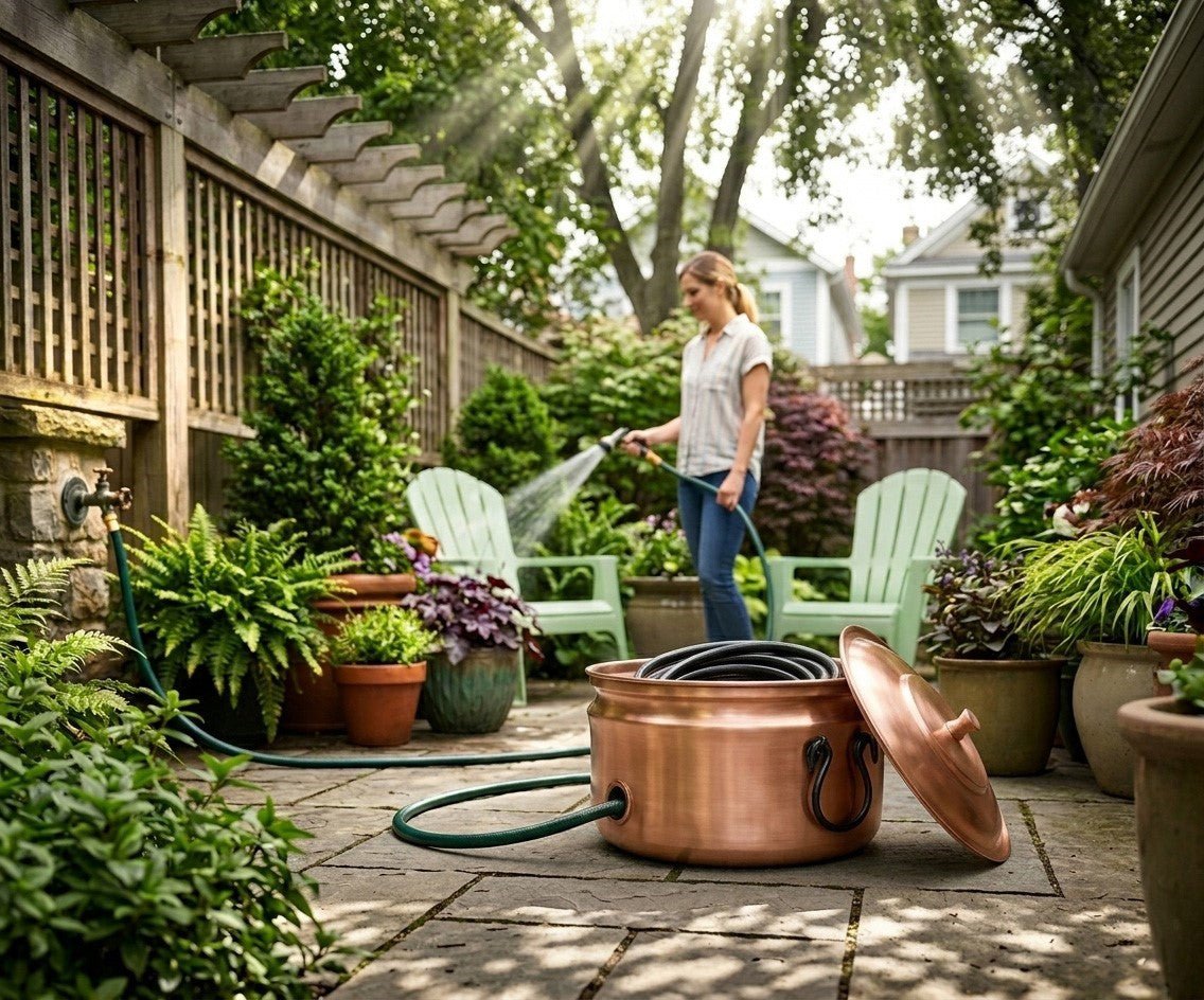 Del Mar Hose Pot with Lid - Copper Finish - Good Directions