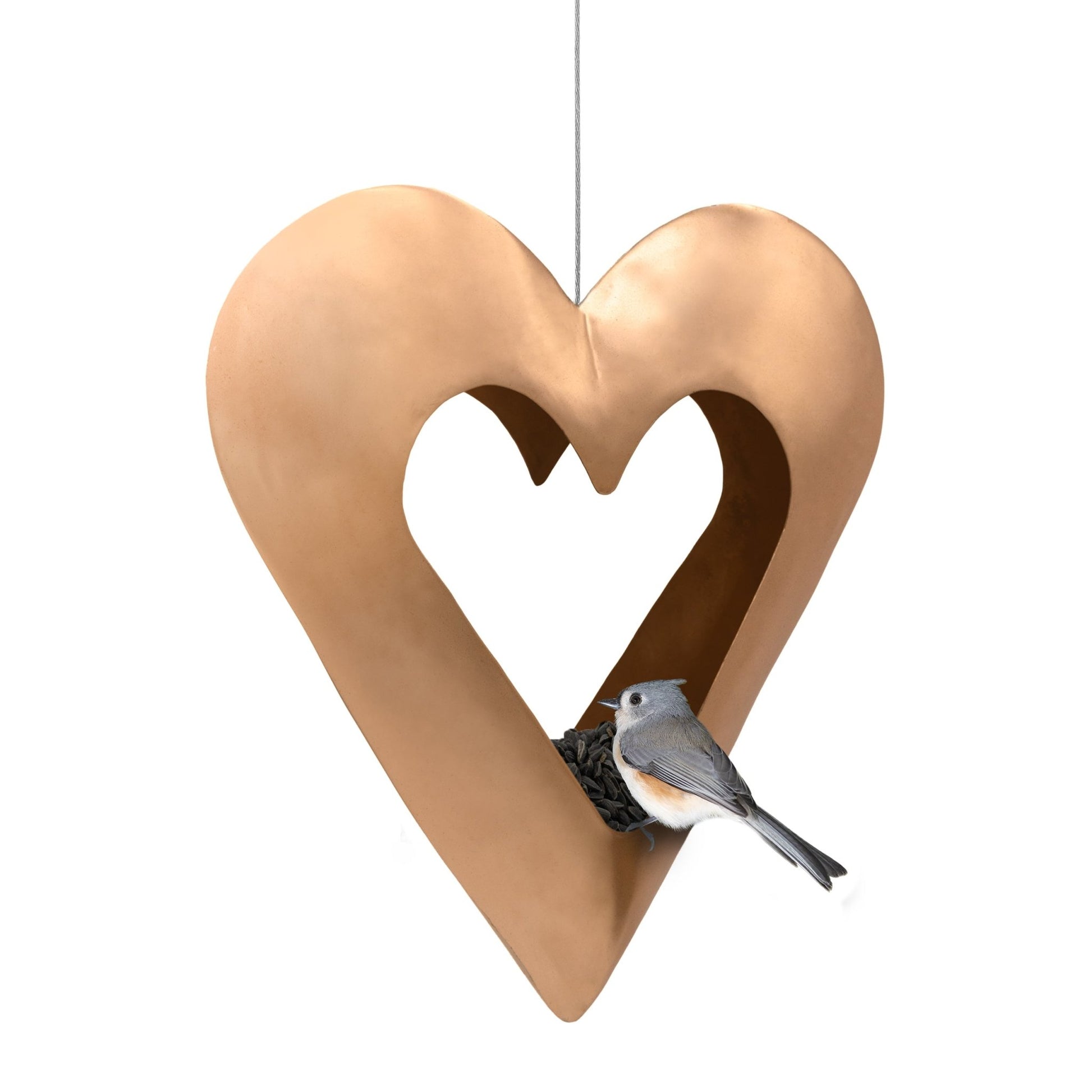 Fly Thru™ Copper Heart Bird Feeder - Good Directions