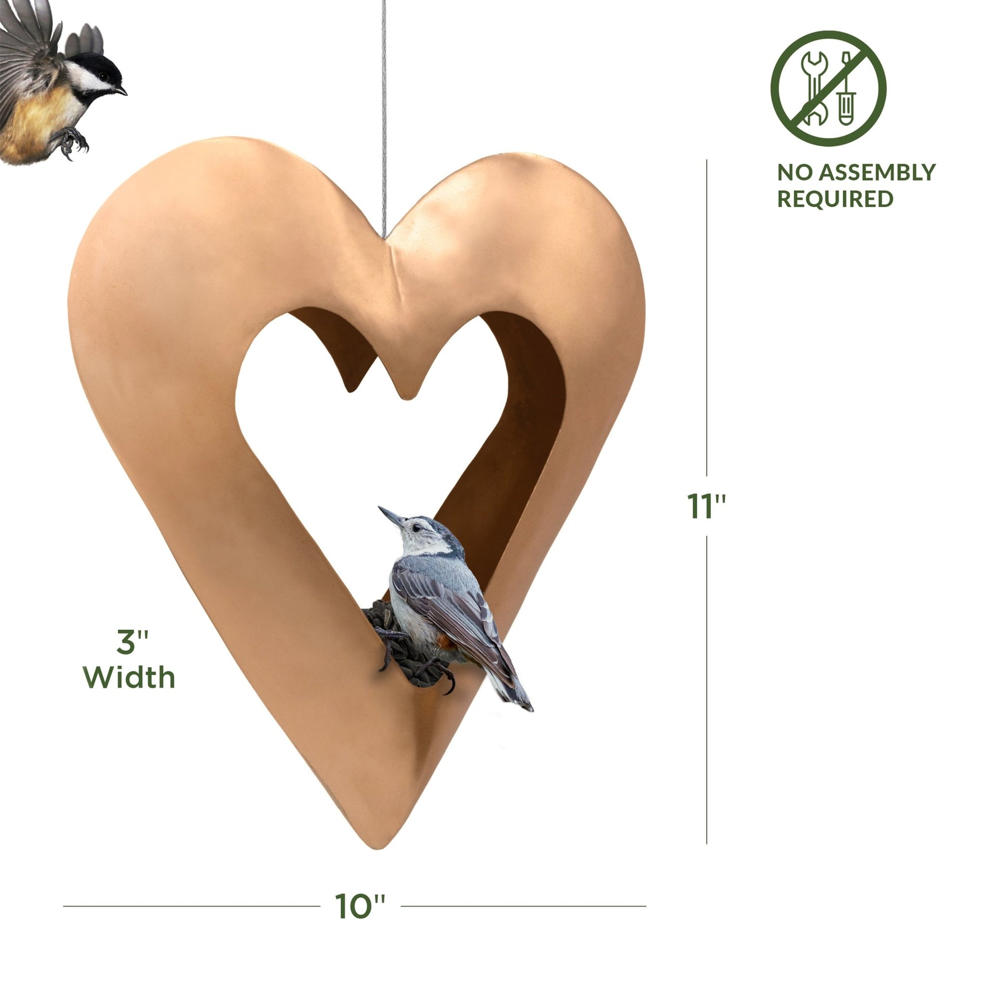 Fly Thru™ Copper Heart Bird Feeder - Good Directions