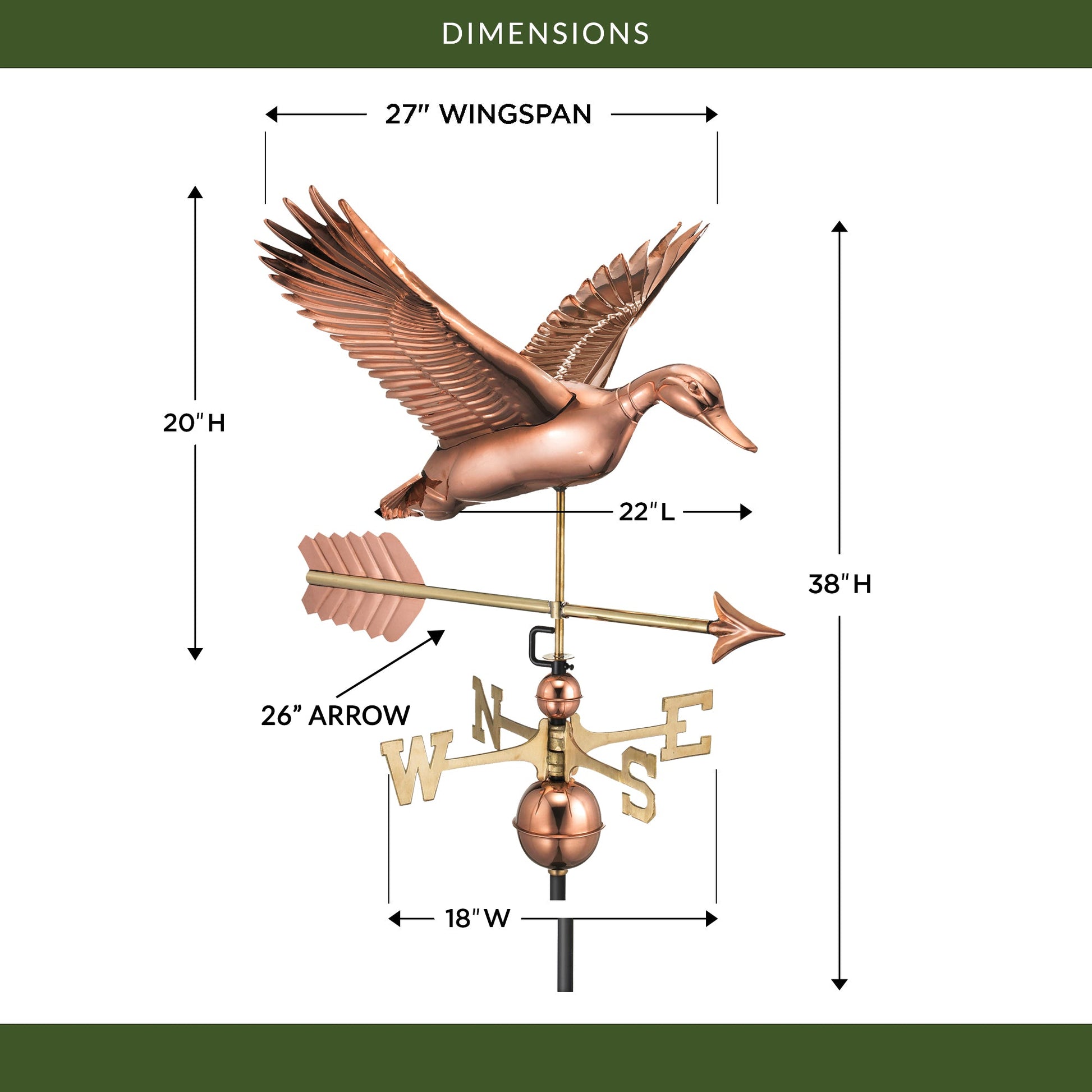 Flying Duck with Arrow Weathervane - Good Directions