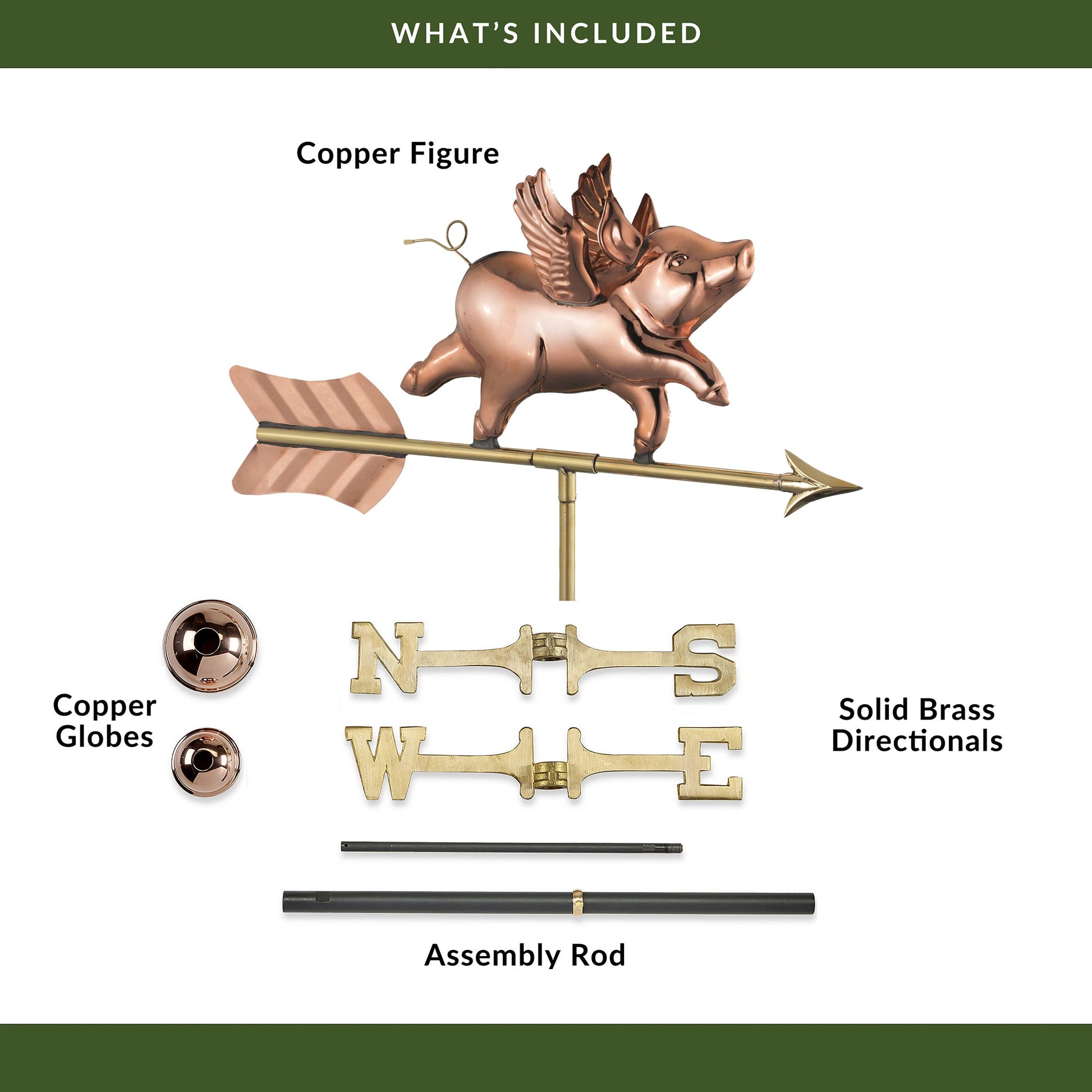 Flying Pig Cottage Weathervane - Good Directions