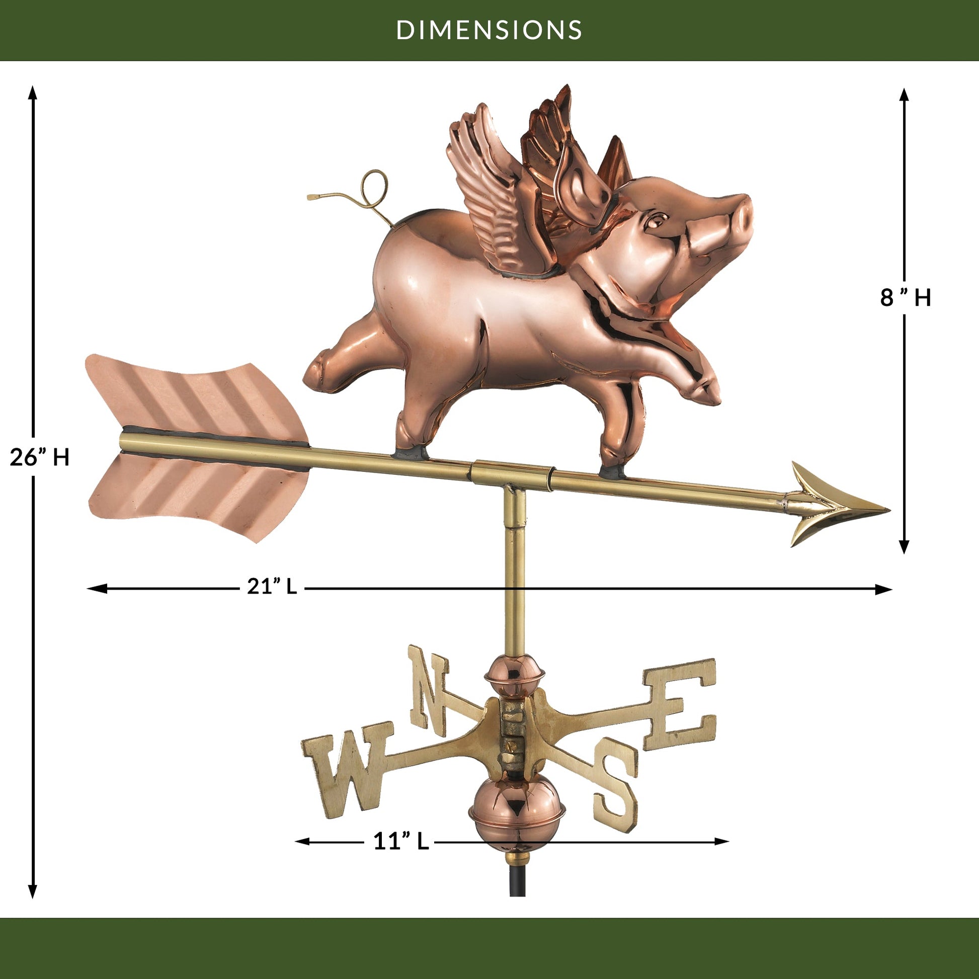 Flying Pig Garden Weathervane - Good Directions
