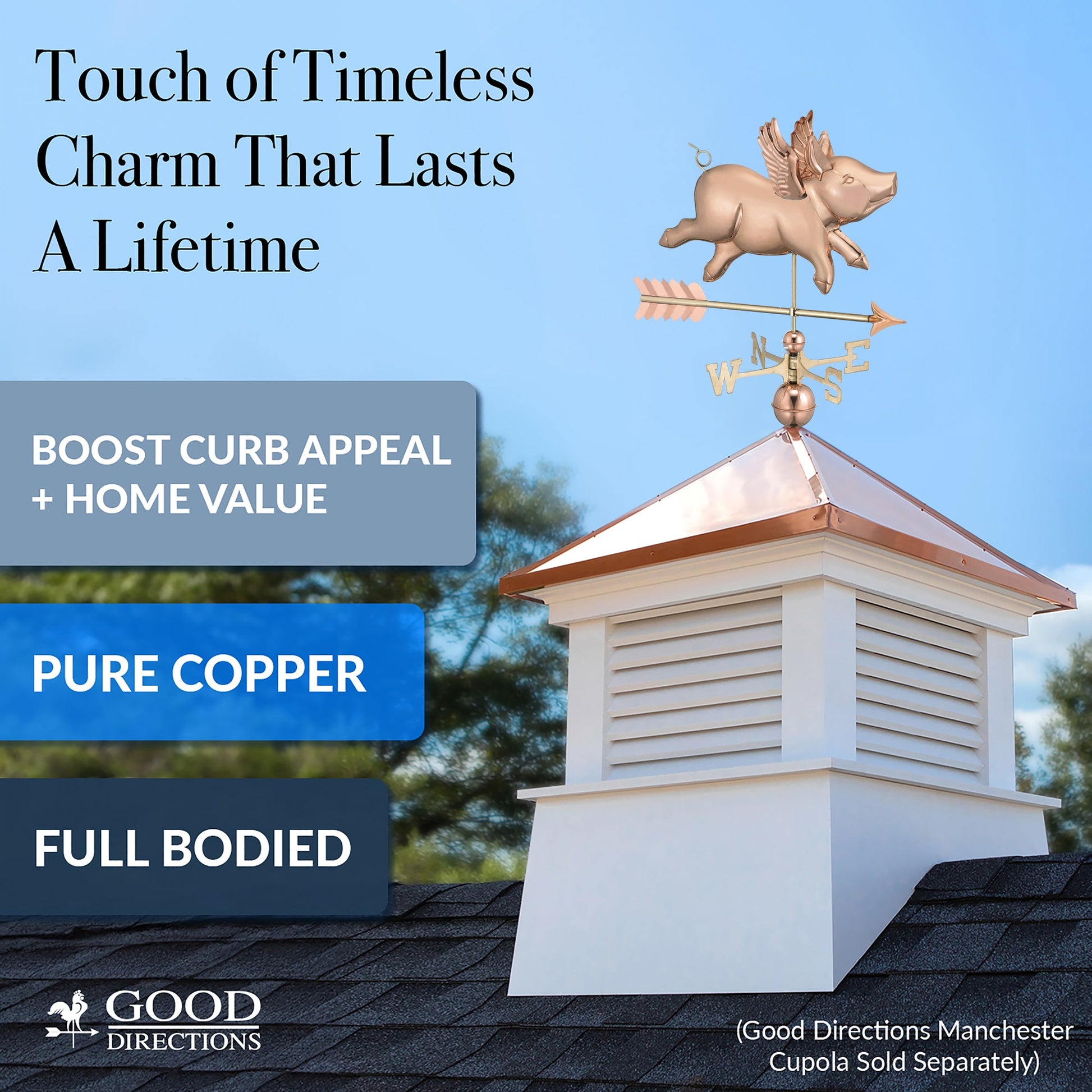 Flying Pig with Arrow Weathervane - Good Directions