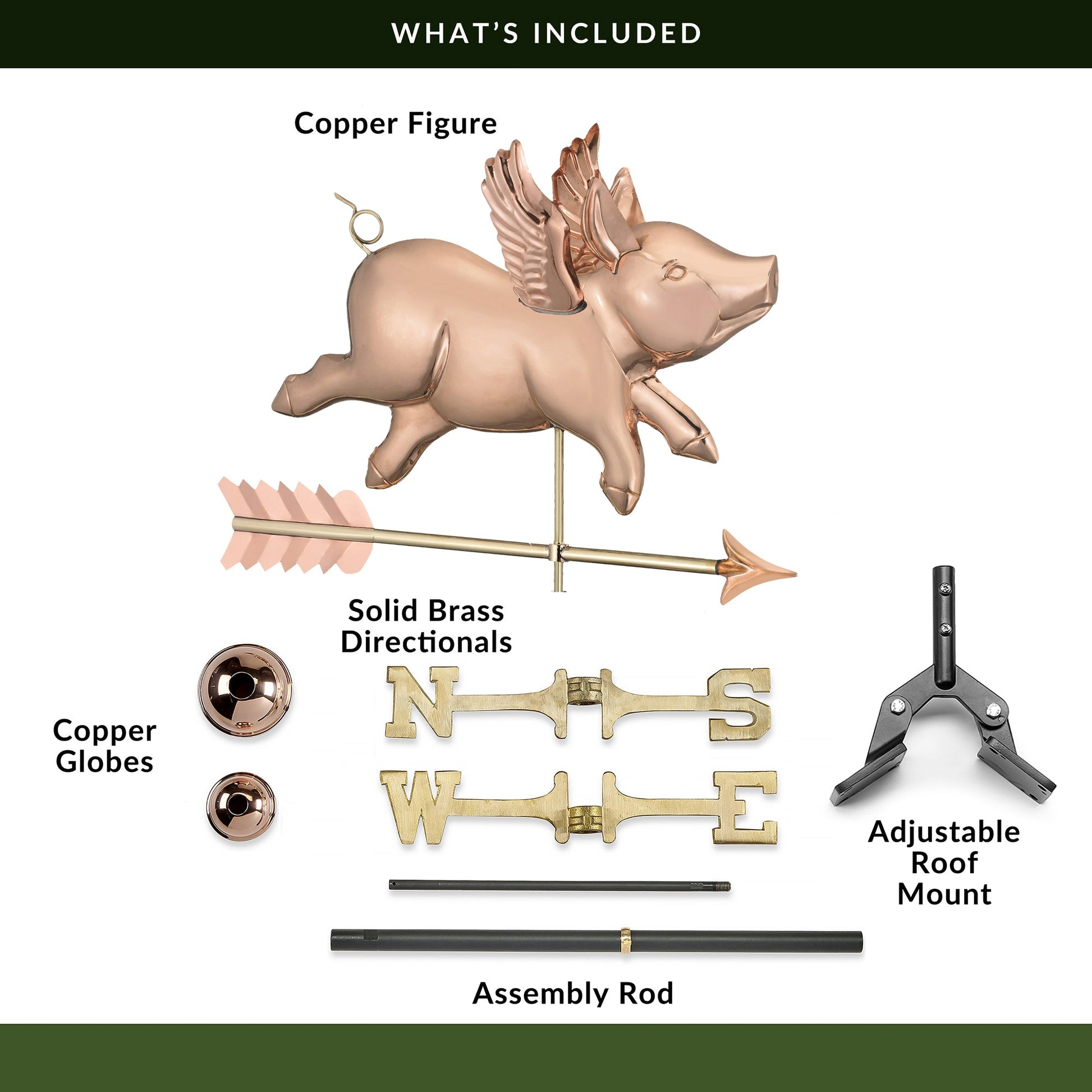 Flying Pig with Arrow Weathervane - Good Directions