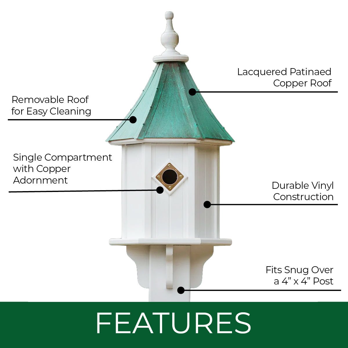 Folly Bird House — Aged Copper Roof - Good Directions