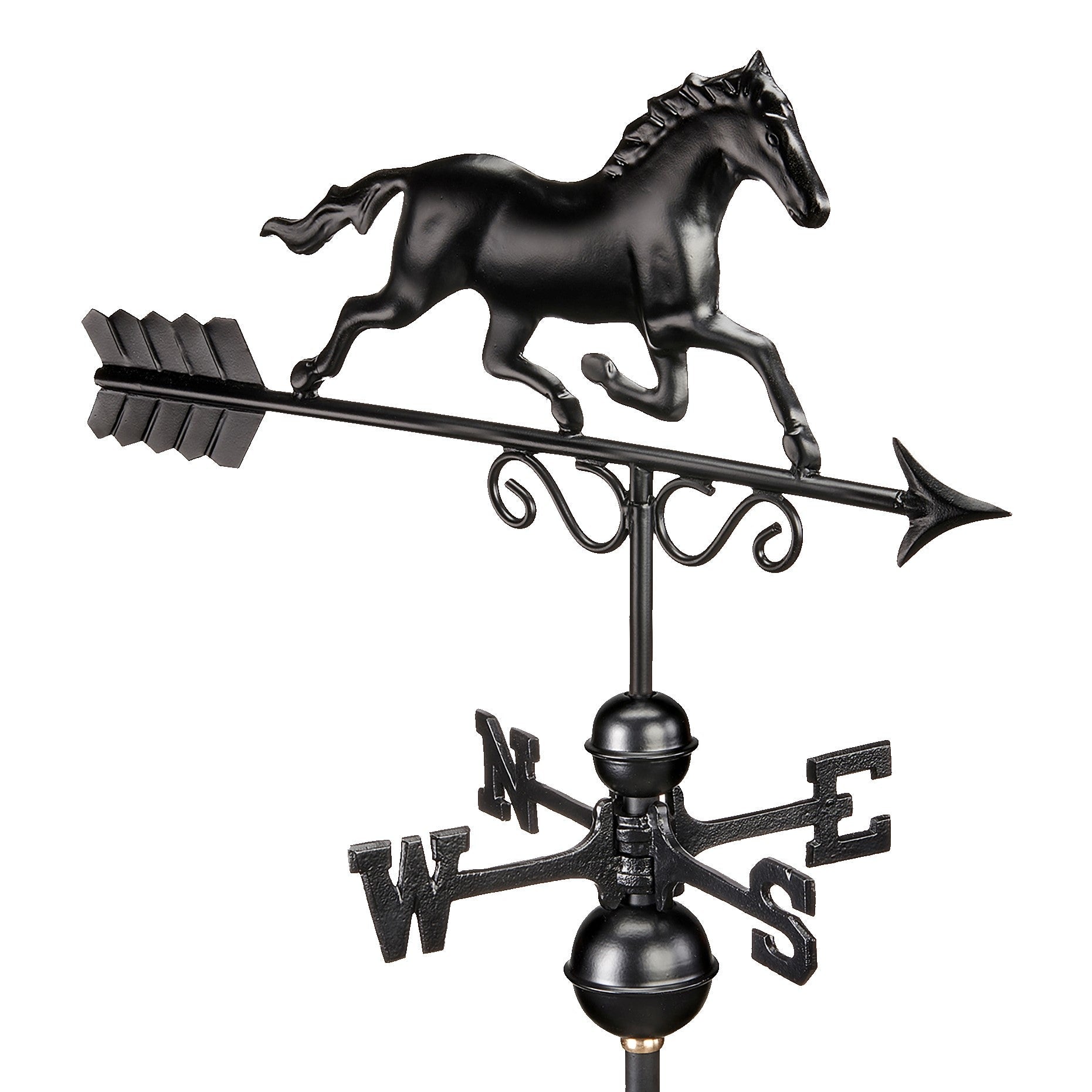 Galloping Horse Weathervane - Matte Black Copper - Good Directions