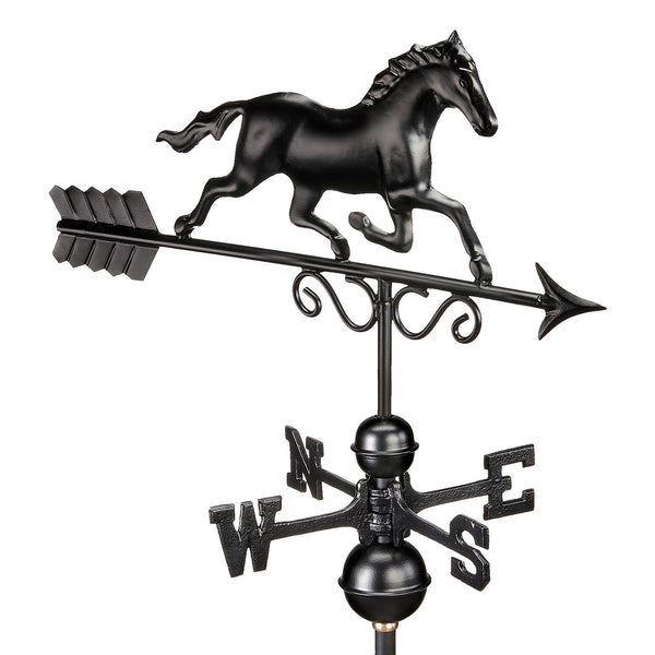 Galloping Horse Weathervane - Matte Black Copper - Good Directions