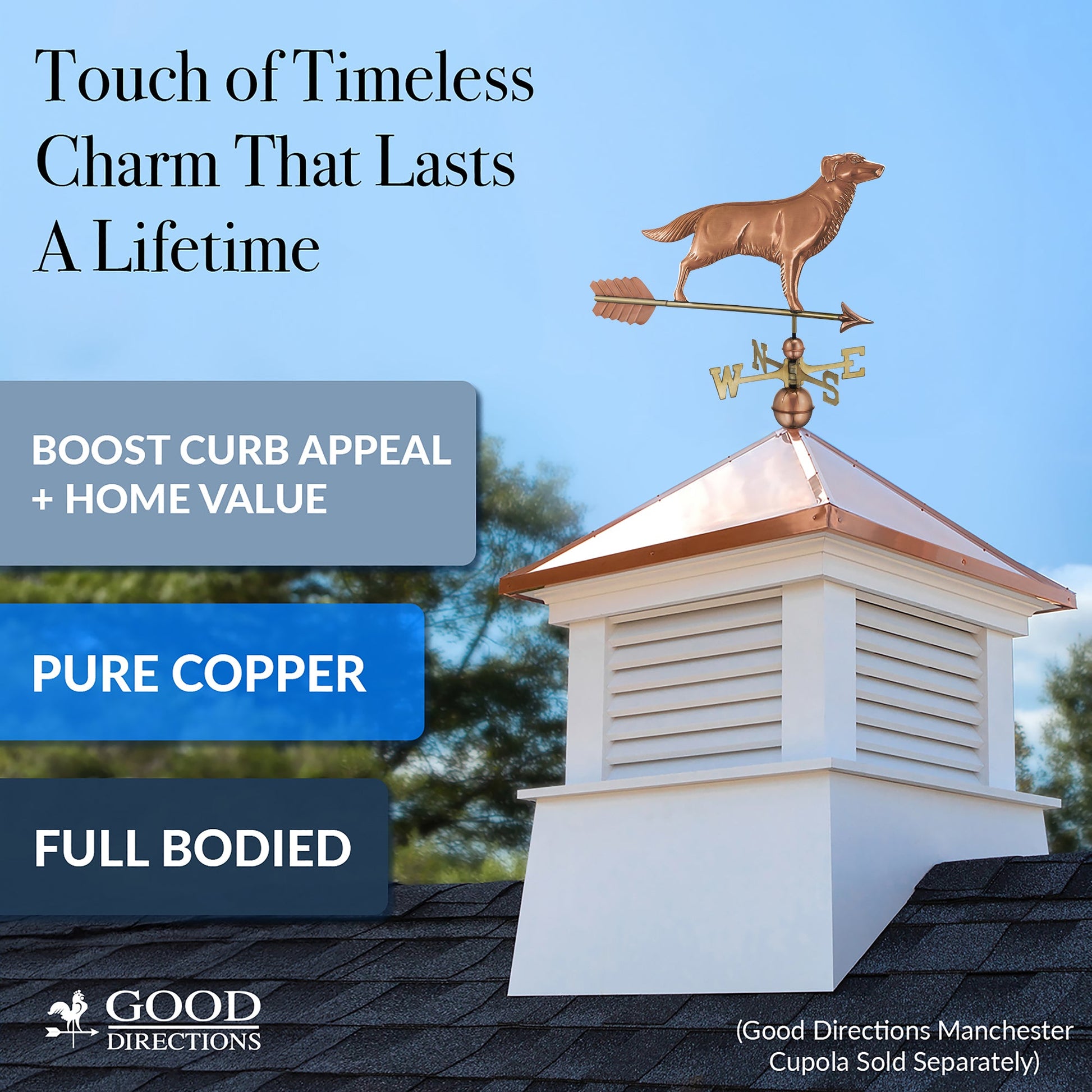 Golden Retriever Weathervane with Arrow - Good Directions