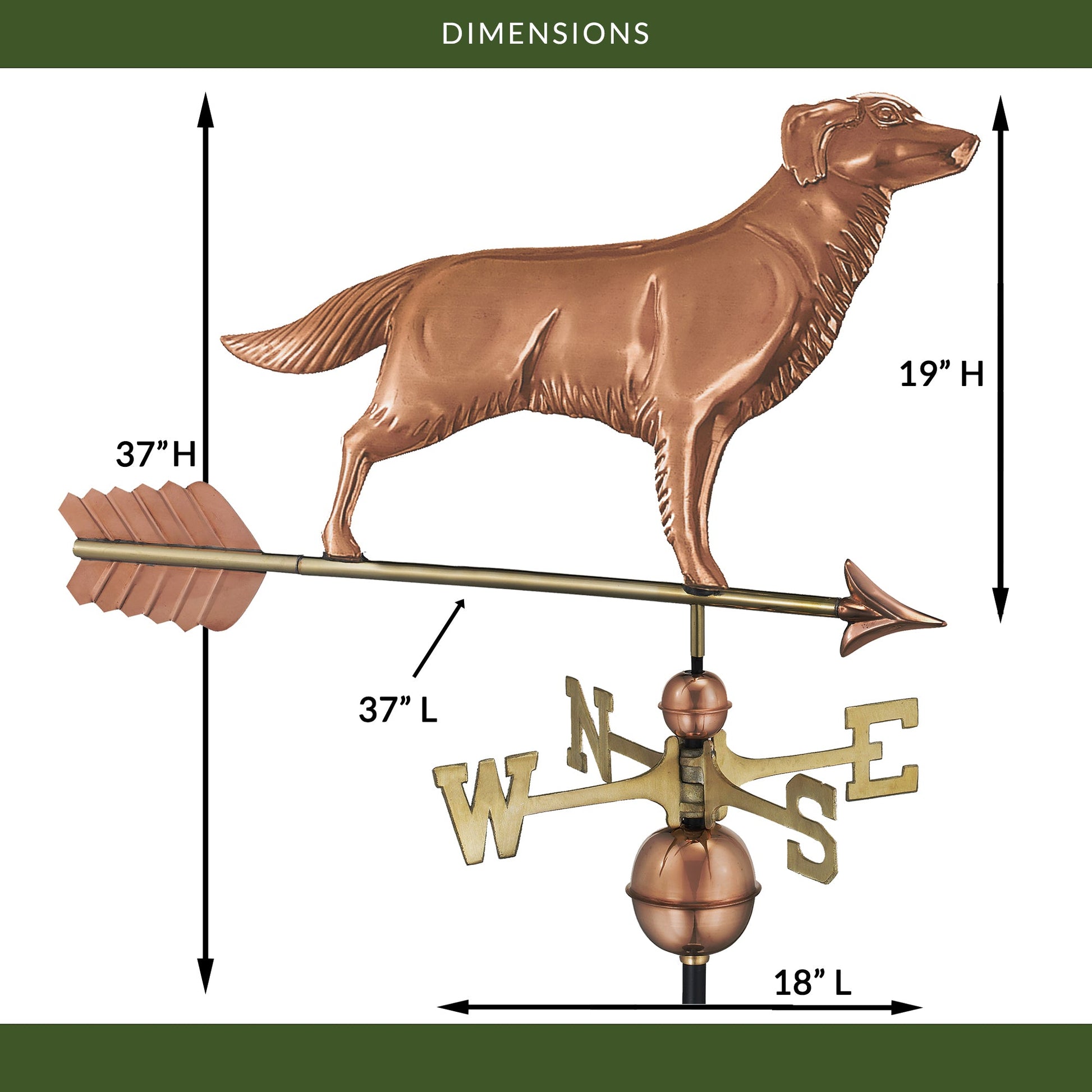 Golden Retriever Weathervane with Arrow - Good Directions