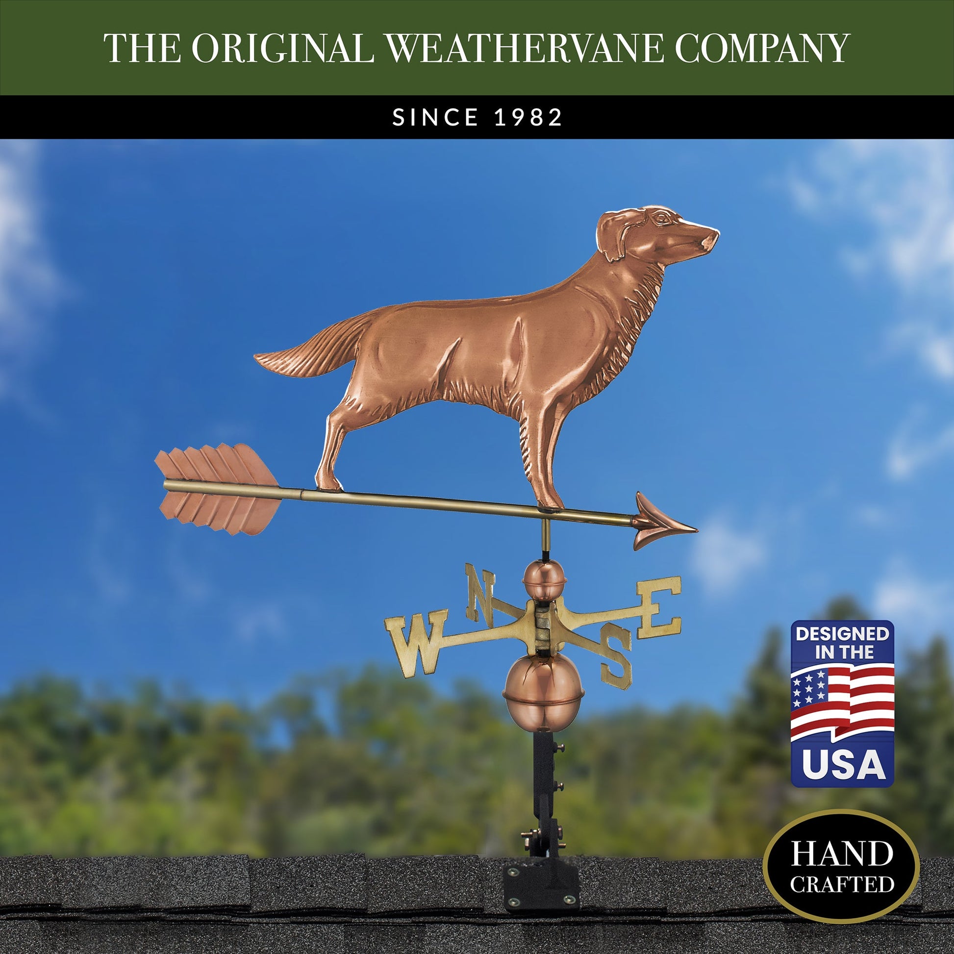 Golden Retriever Weathervane with Arrow - Good Directions