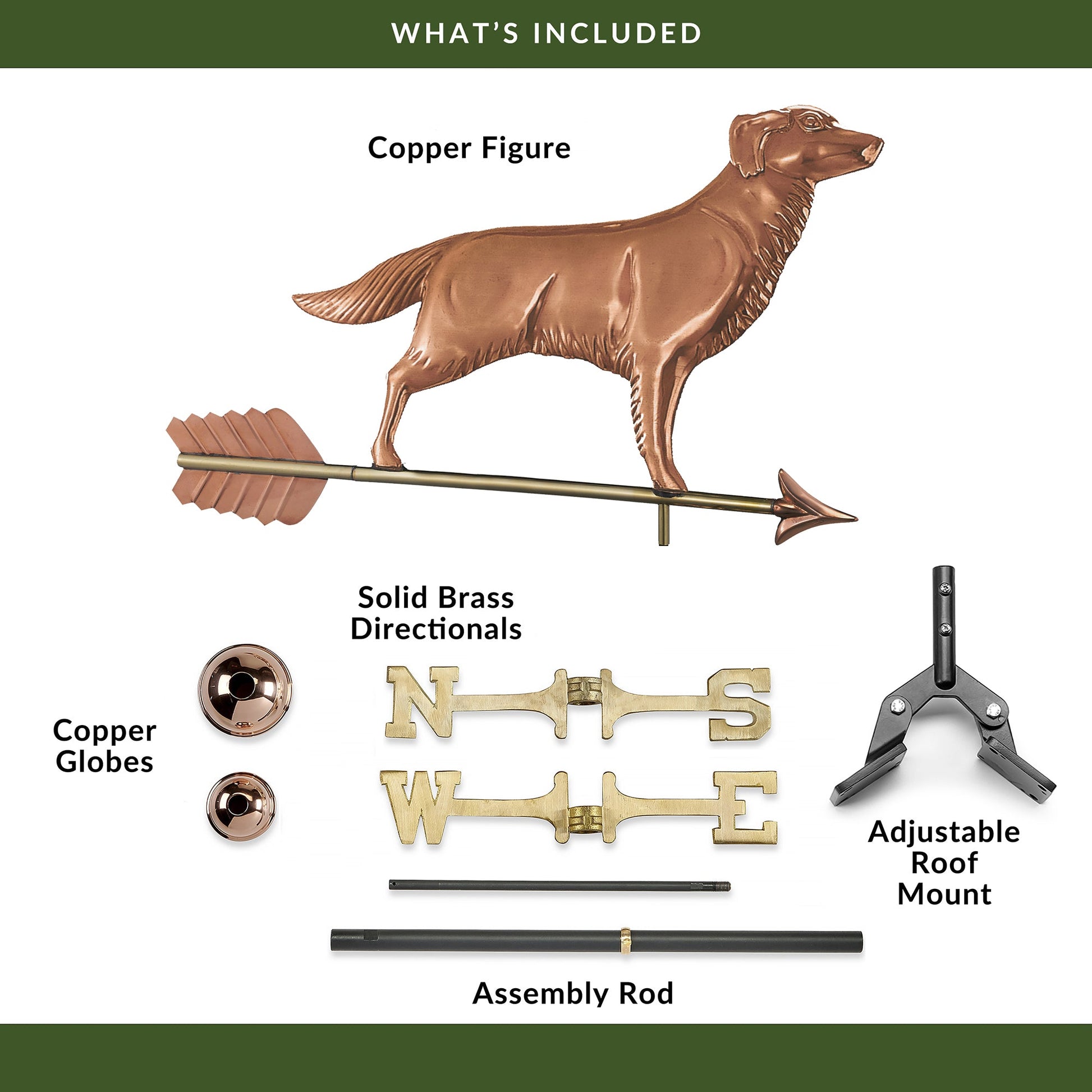 Golden Retriever Weathervane with Arrow - Good Directions