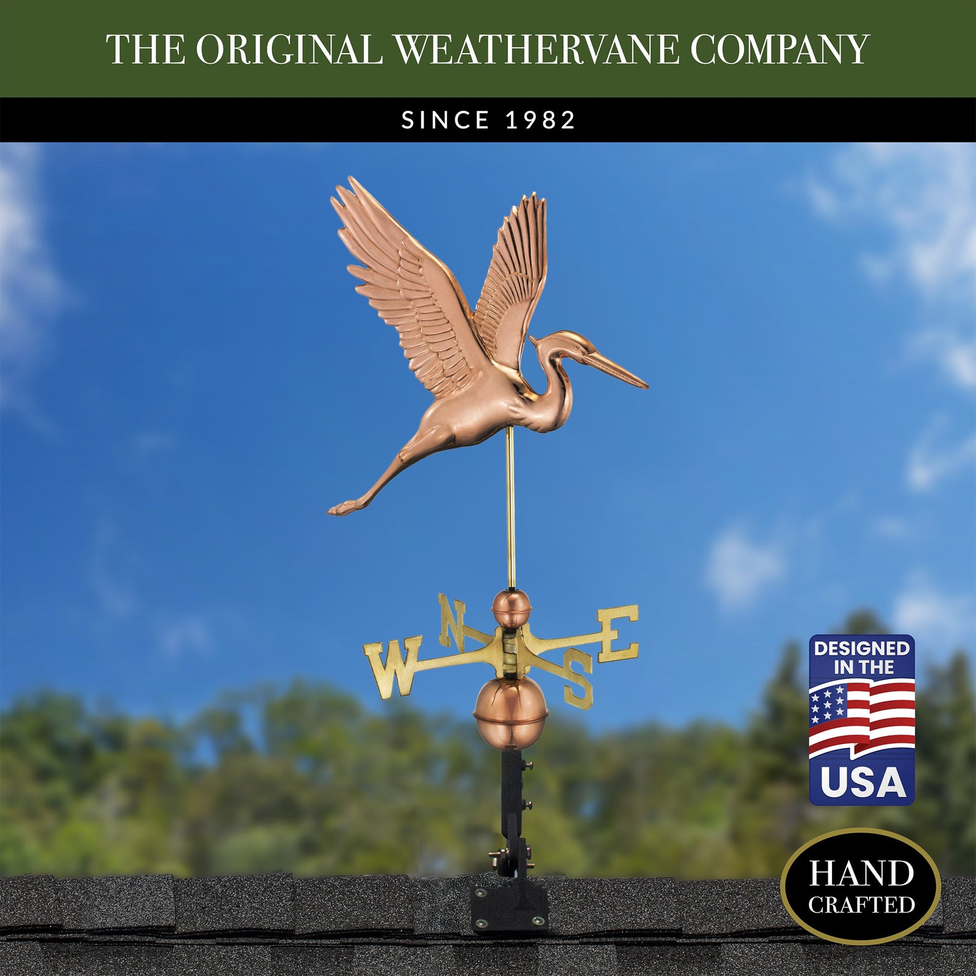 Graceful Blue Heron Weathervane - Good Directions