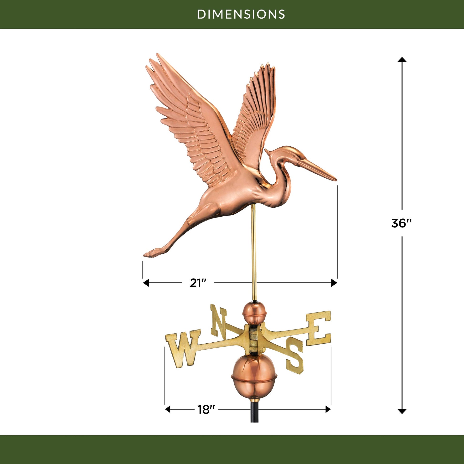 Graceful Blue Heron Weathervane - Good Directions