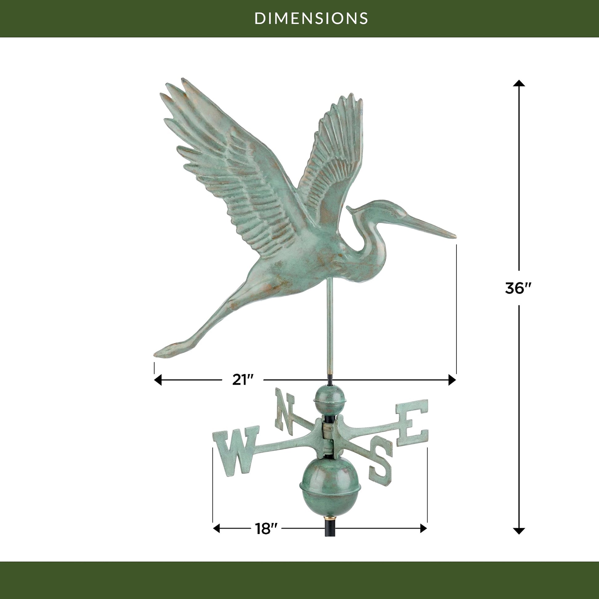 Graceful Blue Heron Weathervane - Good Directions