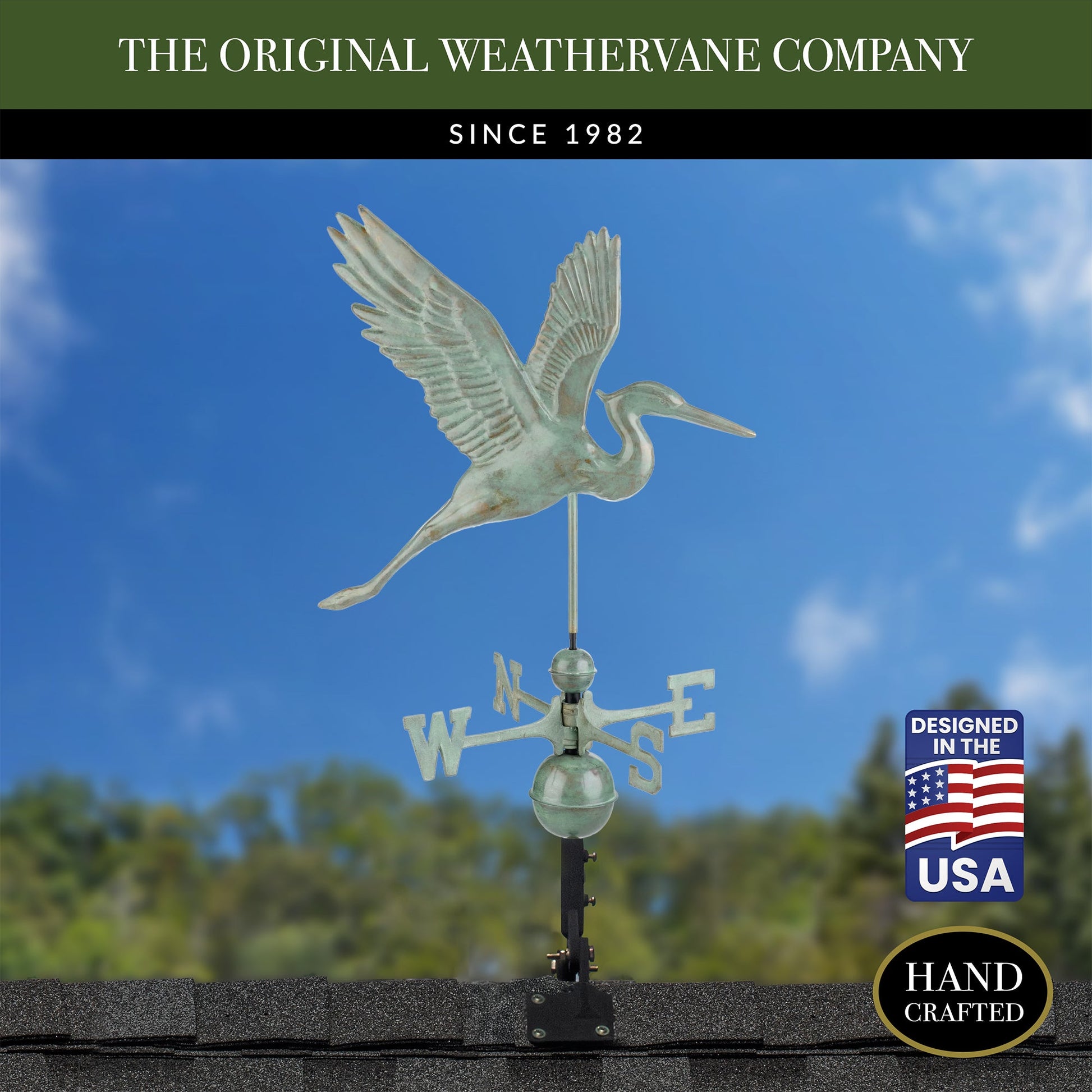 Graceful Blue Heron Weathervane - Good Directions