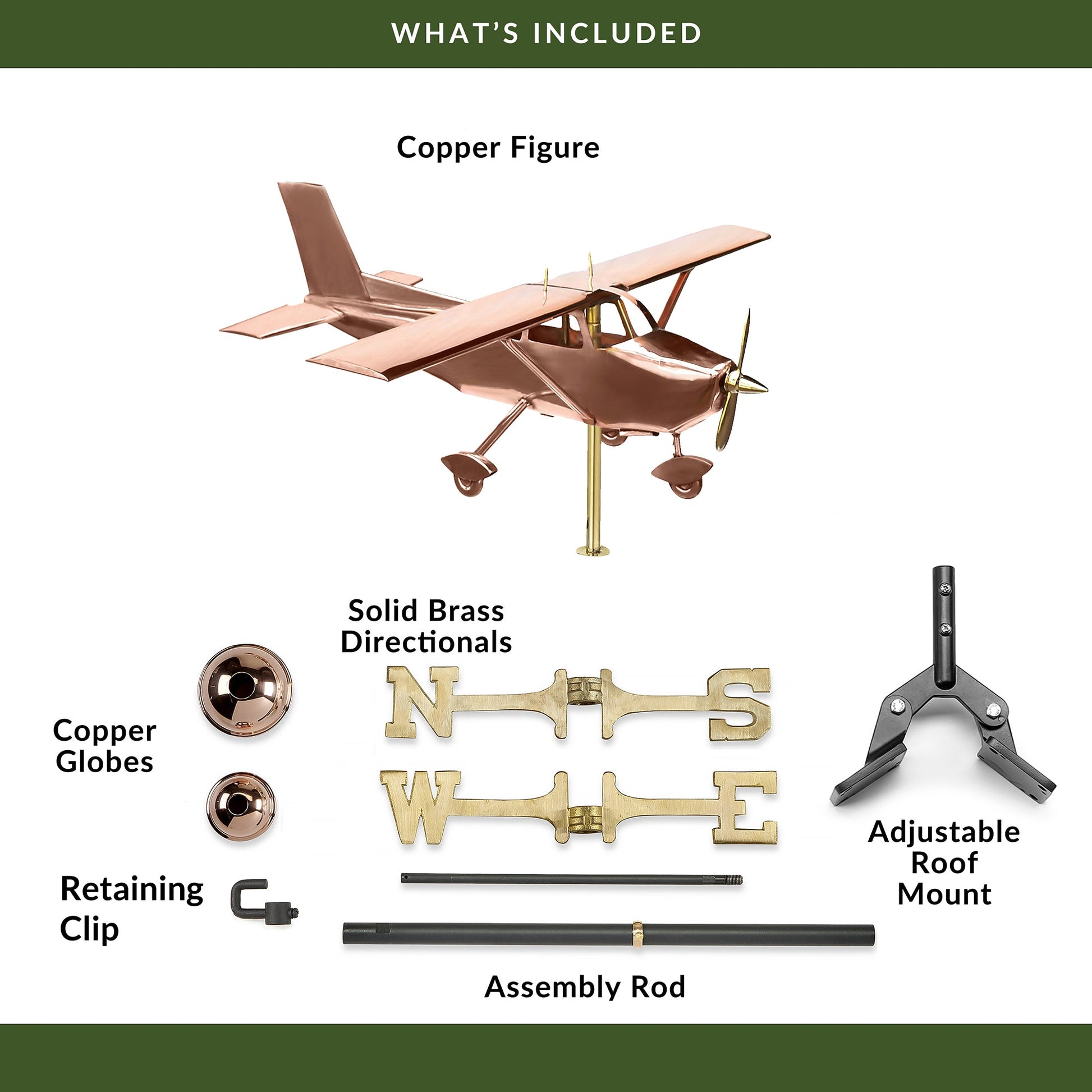 High Wing Plane Weathervane - Good Directions