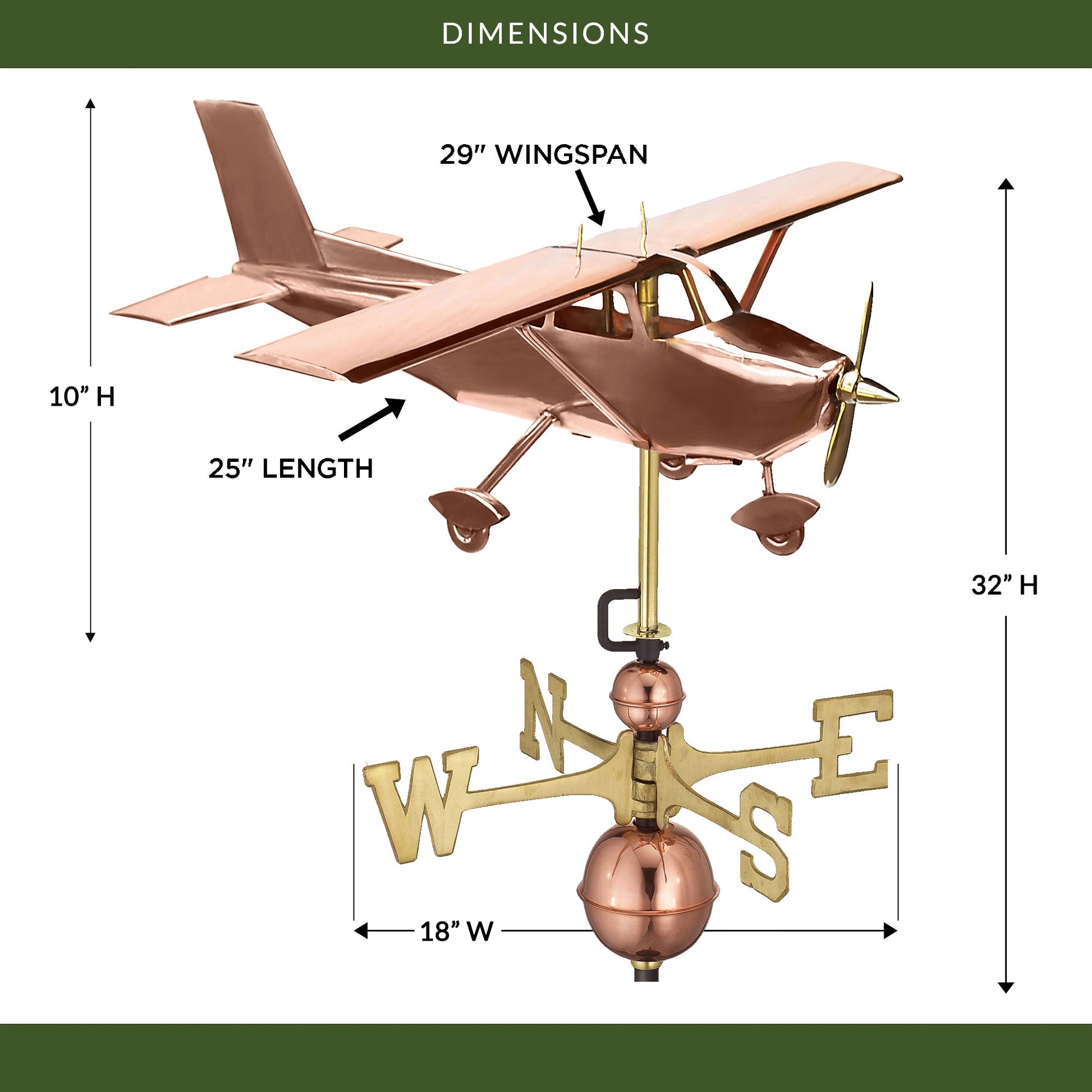 High Wing Plane Weathervane - Good Directions