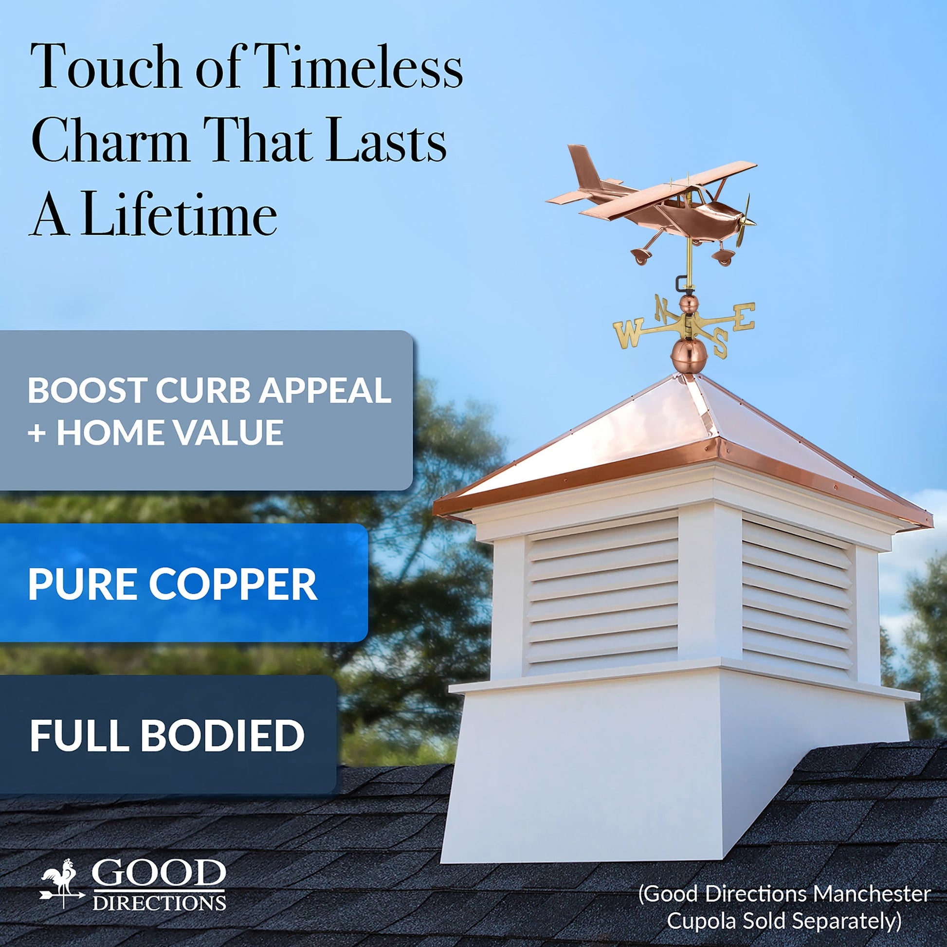 High Wing Plane Weathervane - Good Directions