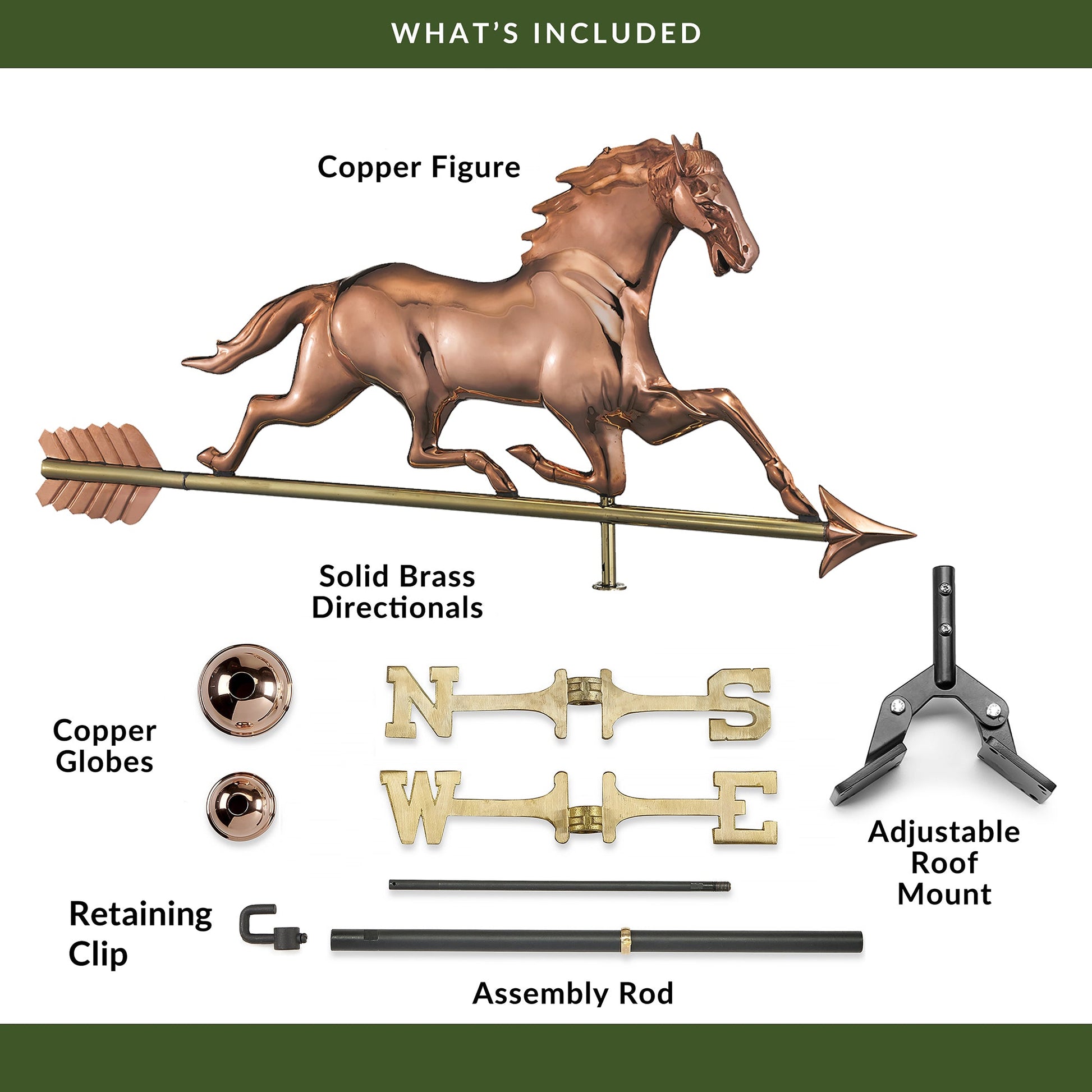 Horse Weathervane with Arrow - Good Directions