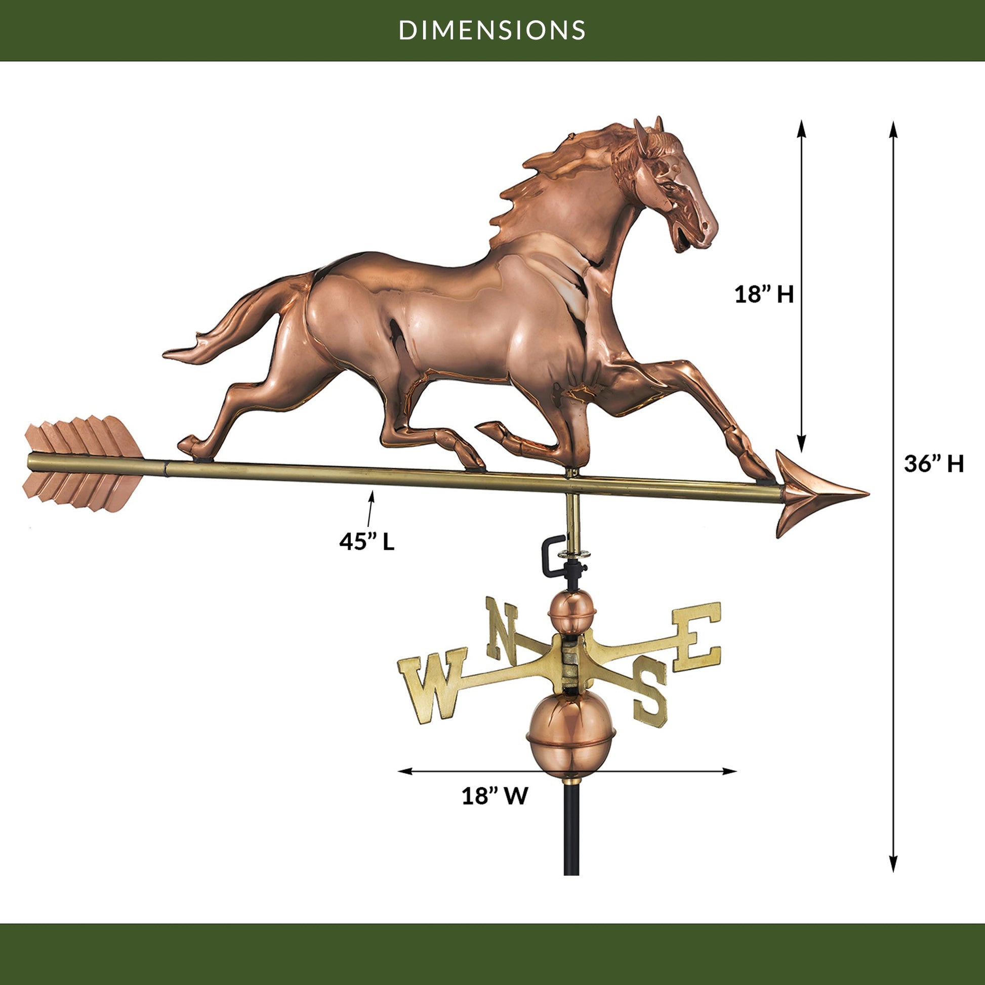 Horse Weathervane with Arrow - Good Directions