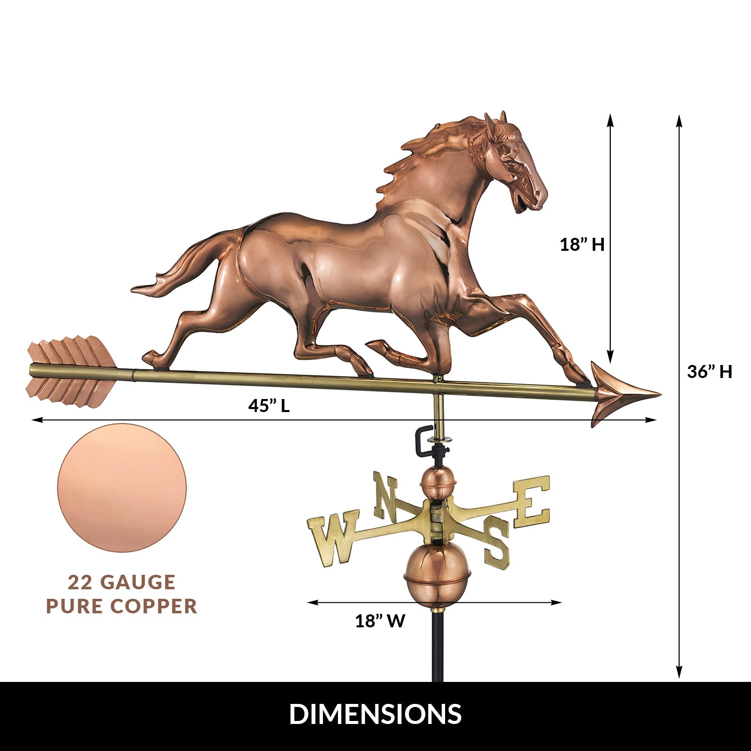 Horse Weathervane with Arrow - Good Directions