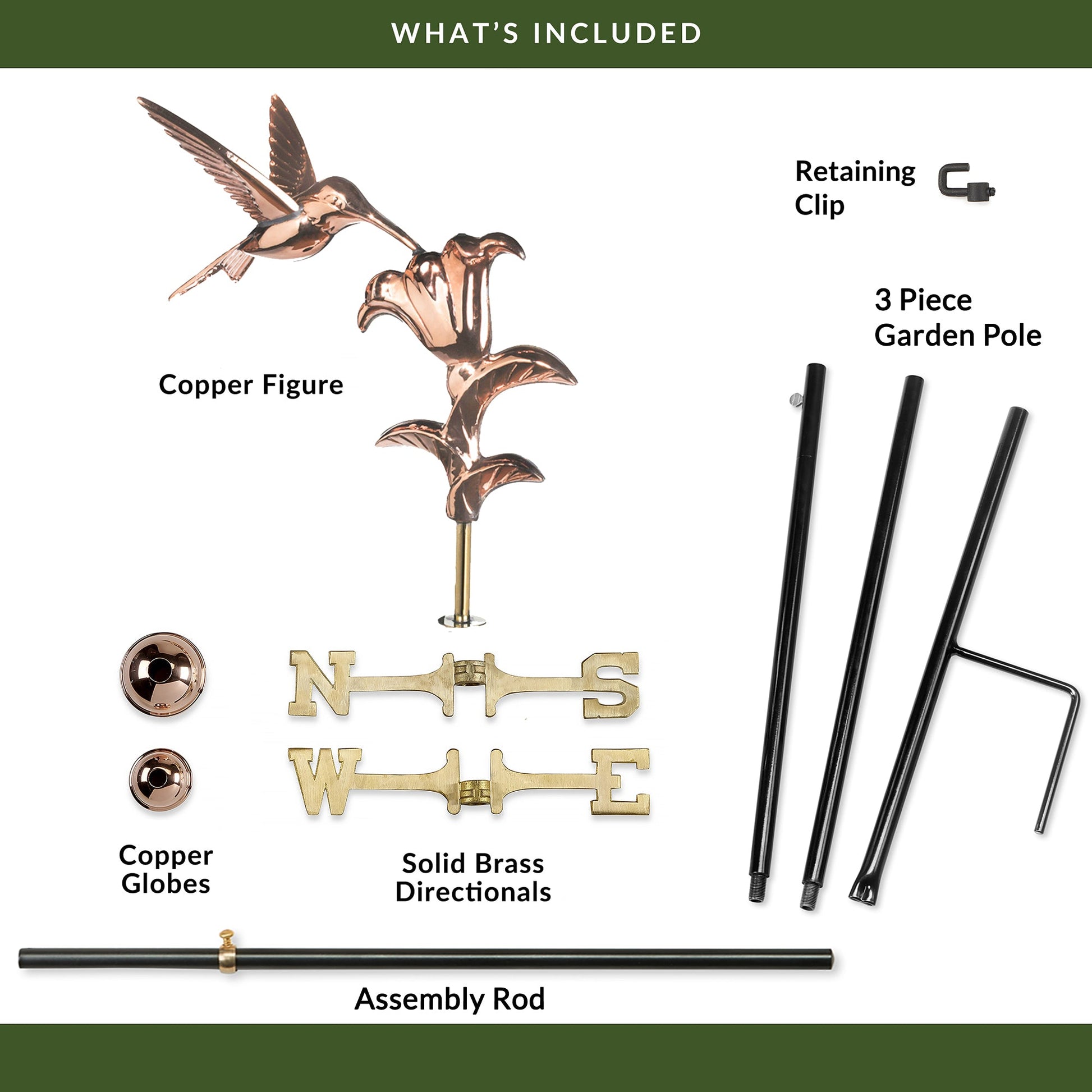 Hummingbird Garden Weathervane - Good Directions