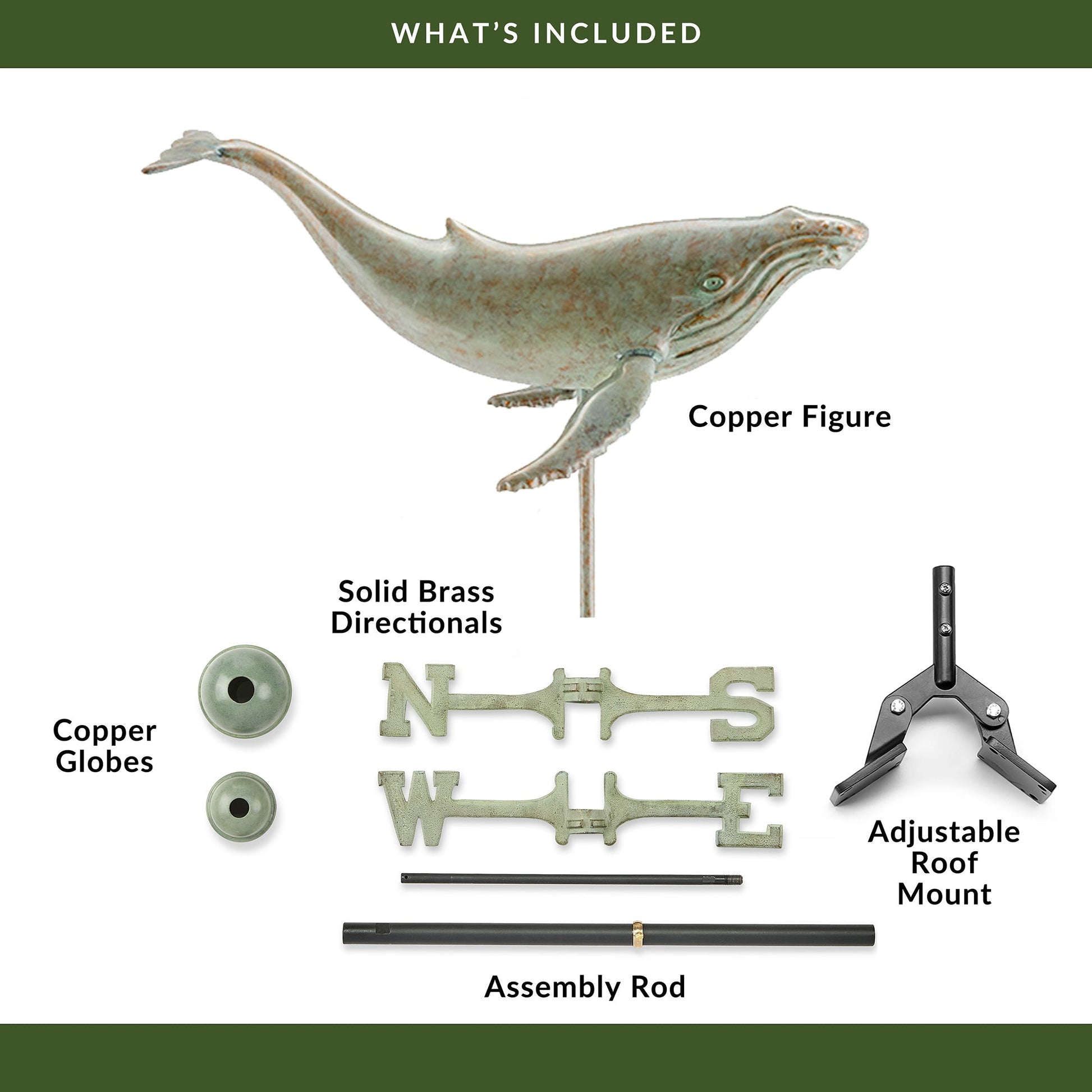 Humpback Whale Weathervane - Blue Verde Copper - Good Directions