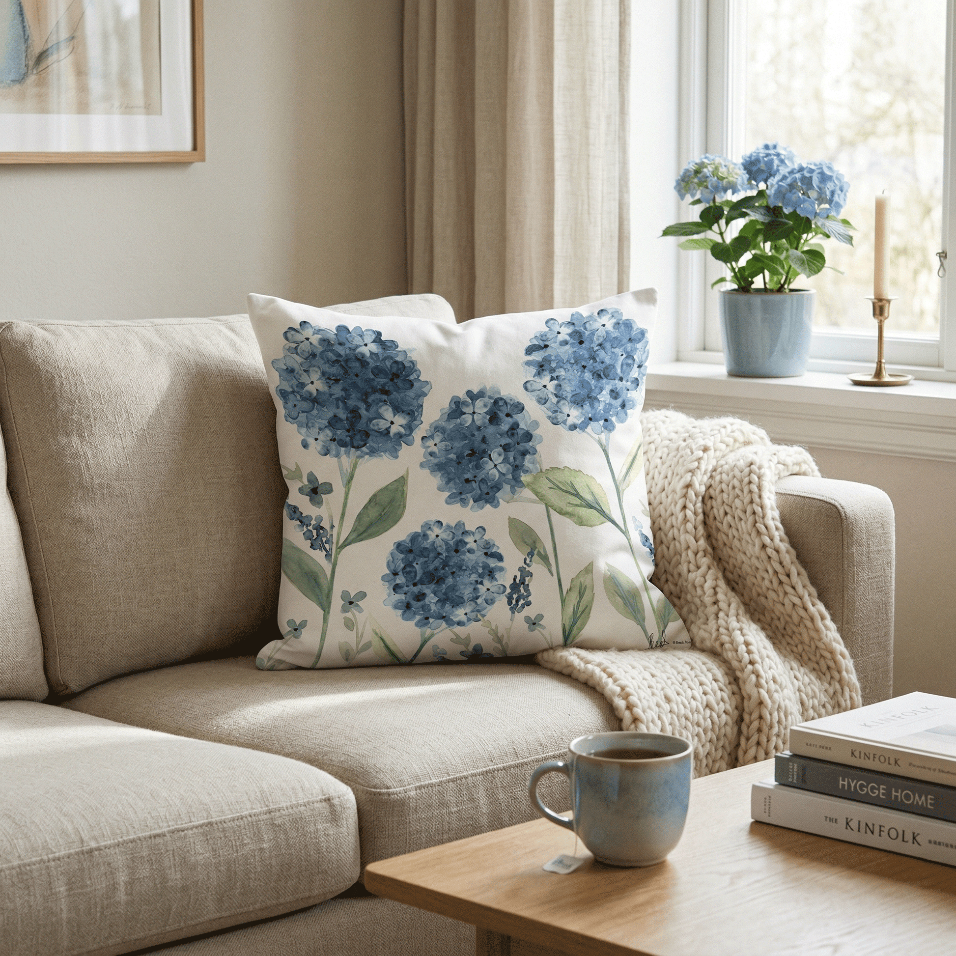 Hydrangea Fields Decorative Pillow - Indoor & Outdoor Accent - Good Directions