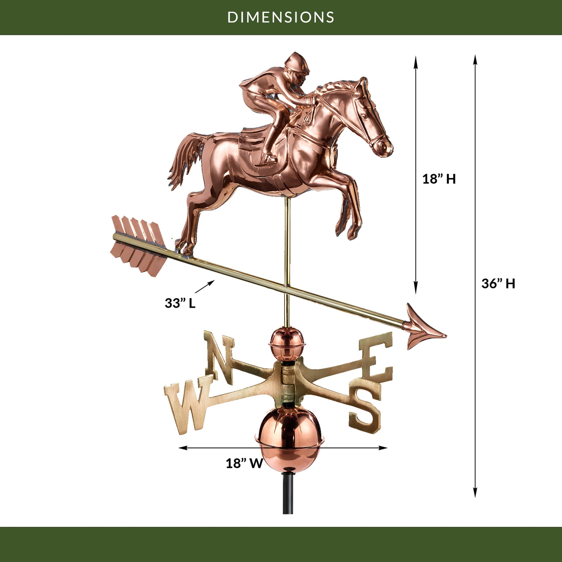 Jumping Horse & Rider Weathervane - Good Directions
